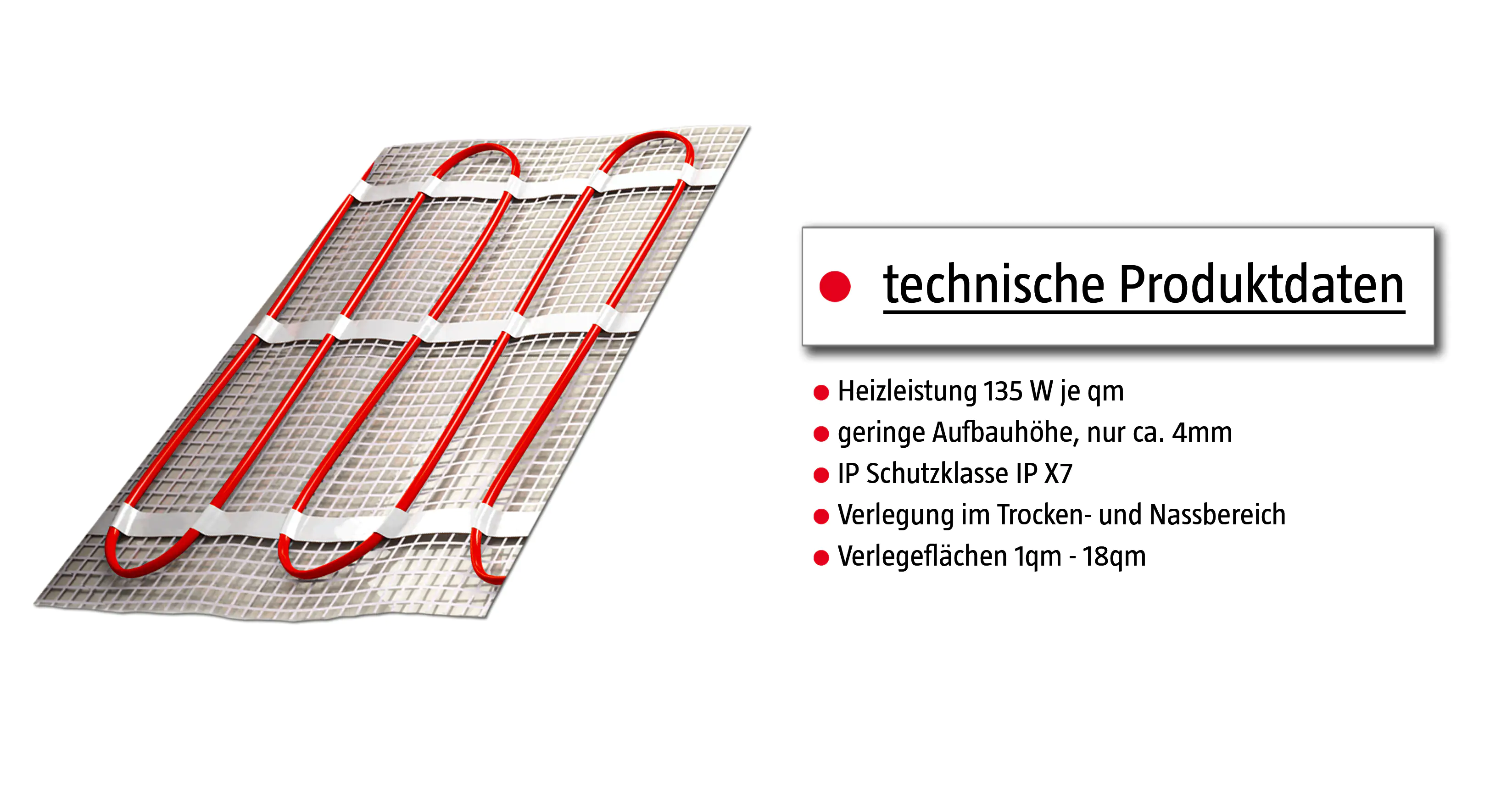 Jollytherm Fußbodenheizung Elektroheat 1m²   150 Watt