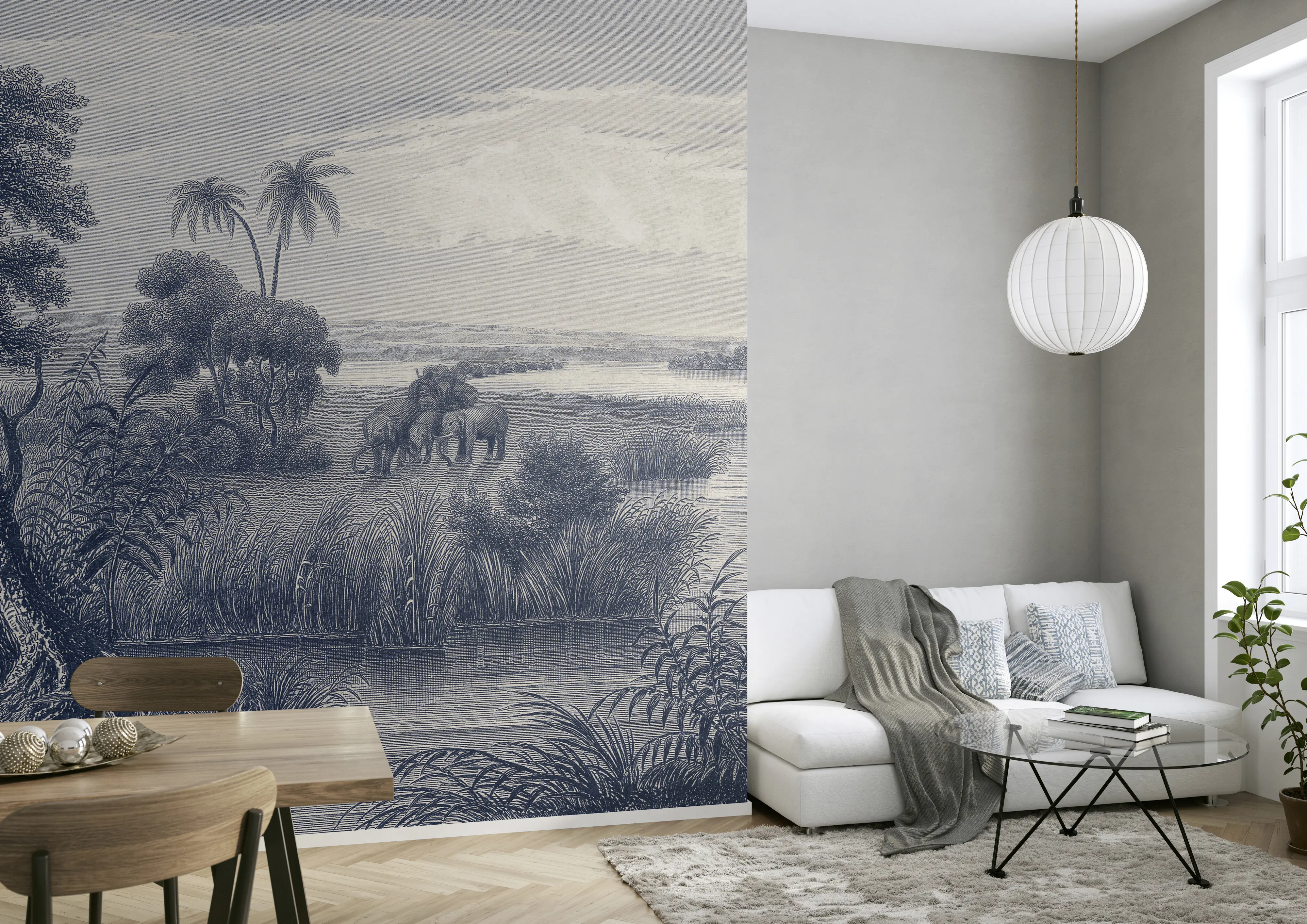 Rasch Vlies Fototapete 556117 Blau-Mittelblau Muster & Motive 3 m x 4,24 m