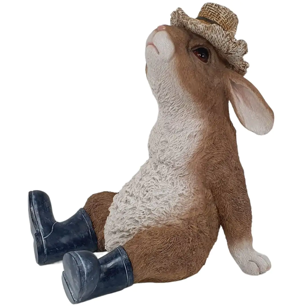 Dekofigur Hase mit Hut und Schuhen 26 x 22,5 x 18,5 cm braun weiß