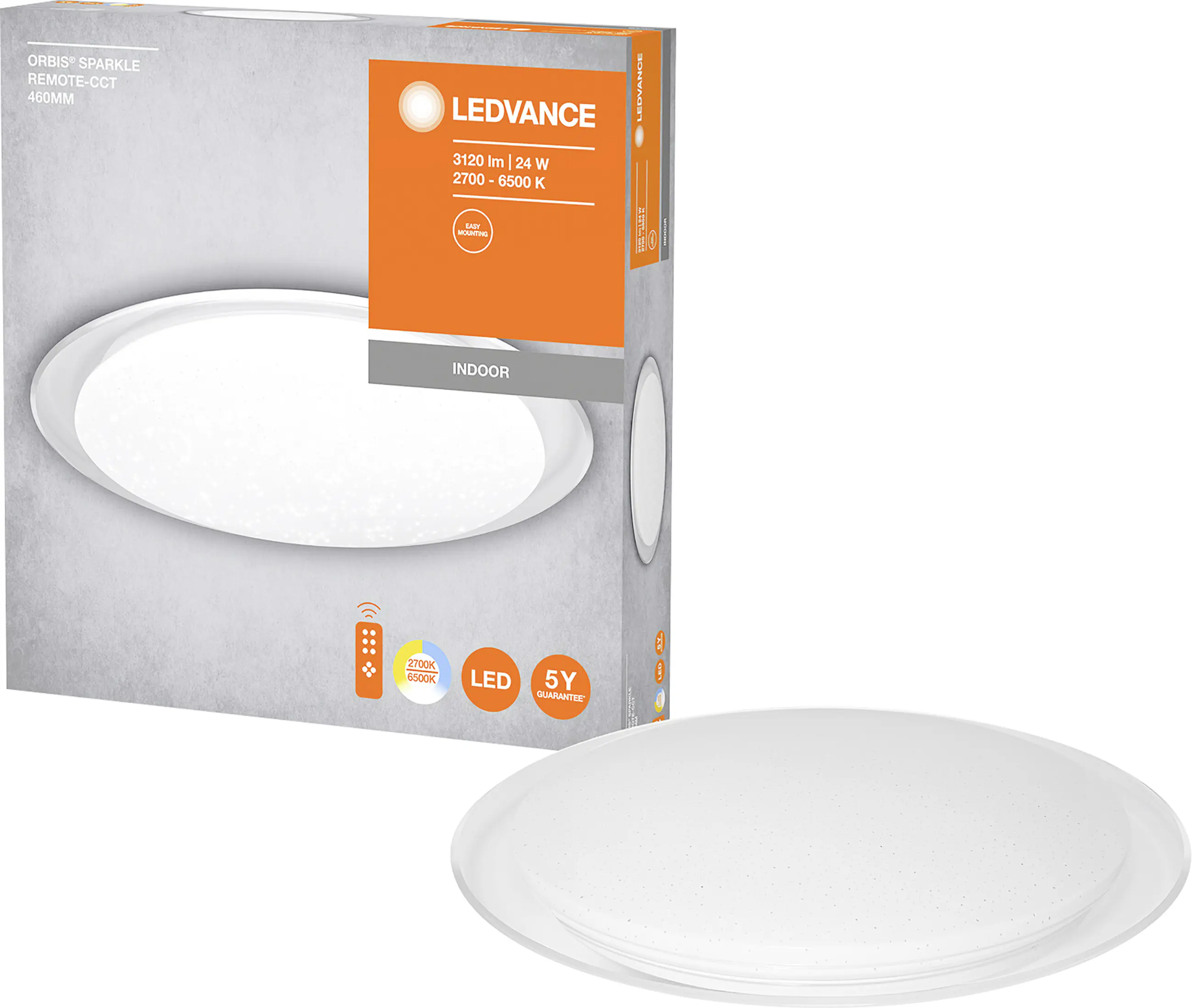 Ledvance LED Deckenleuchte Orbis Sparkle Remote-CCT Ø 46 cm weiß