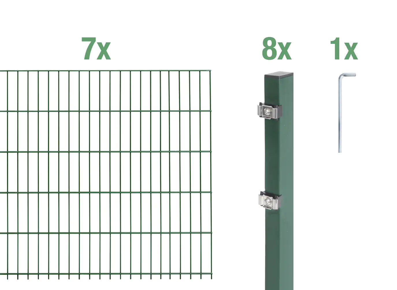 Alberts Doppelstabmatten-Grundset 14 m 200 x 80 cm 6/5/6 grün