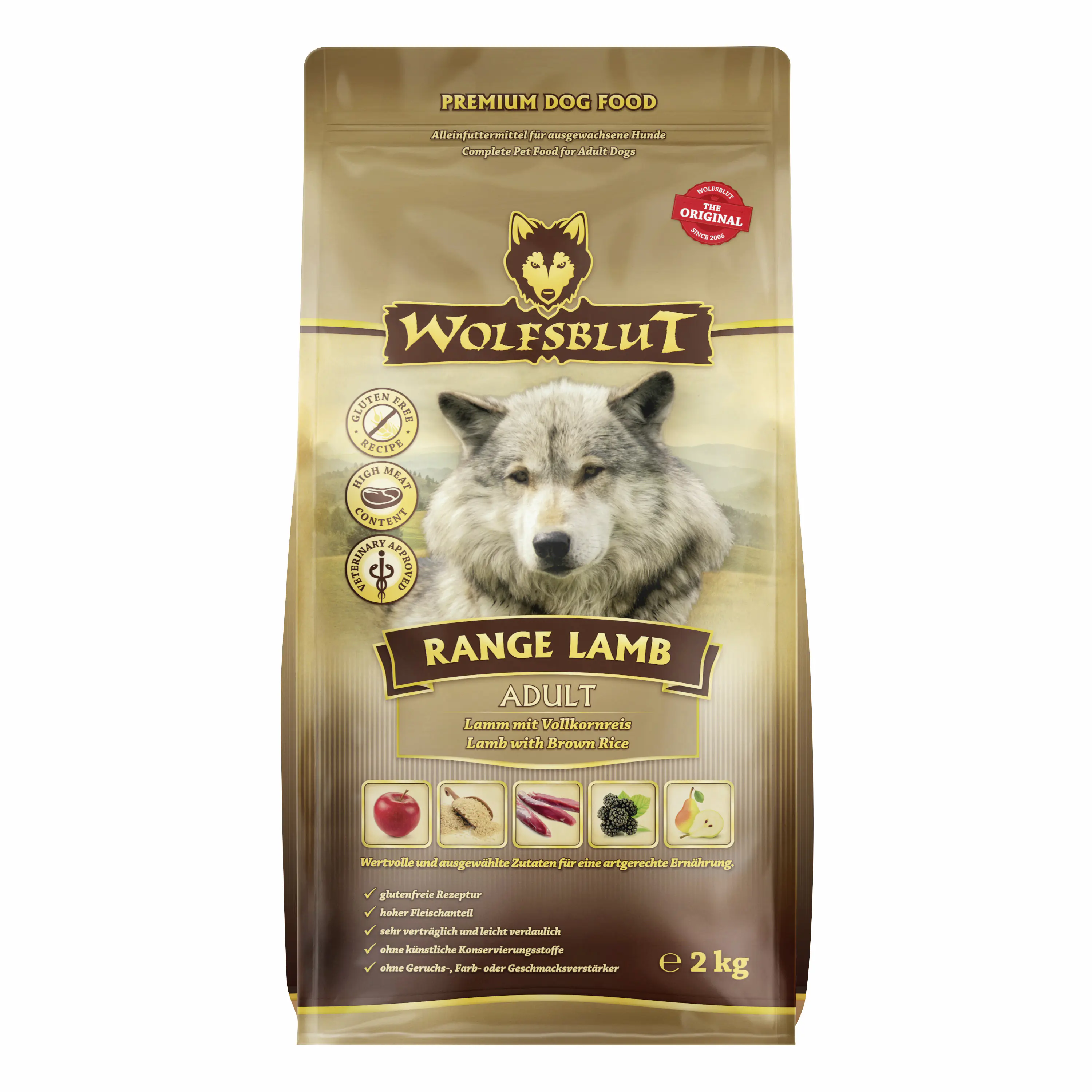Wolfsblut Range Lamb Hundetrockenfutter Adult glutenfrei 2 kg Lamm