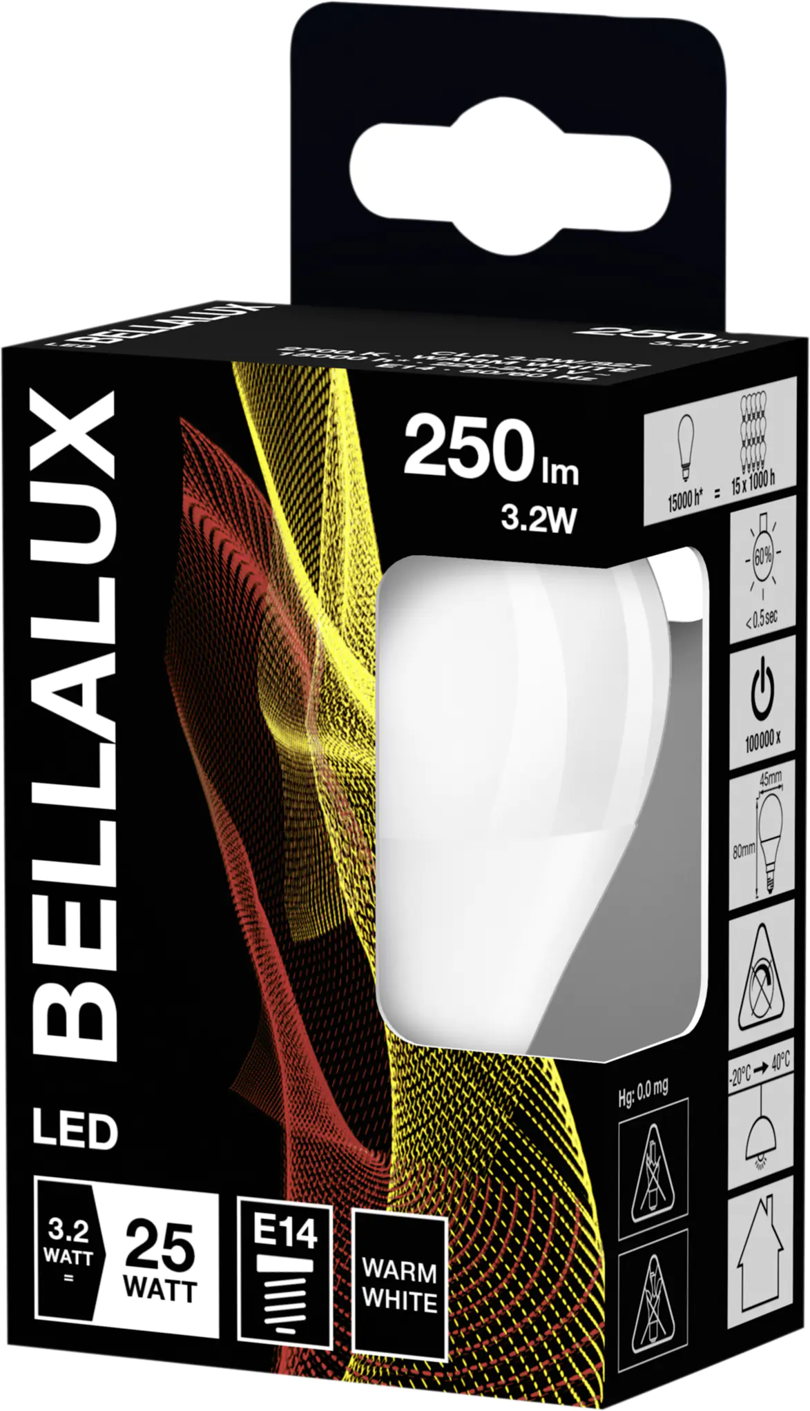 Bellalux LED Leuchtmittel Classic P25 E14 3W warmweiß, weiß matt