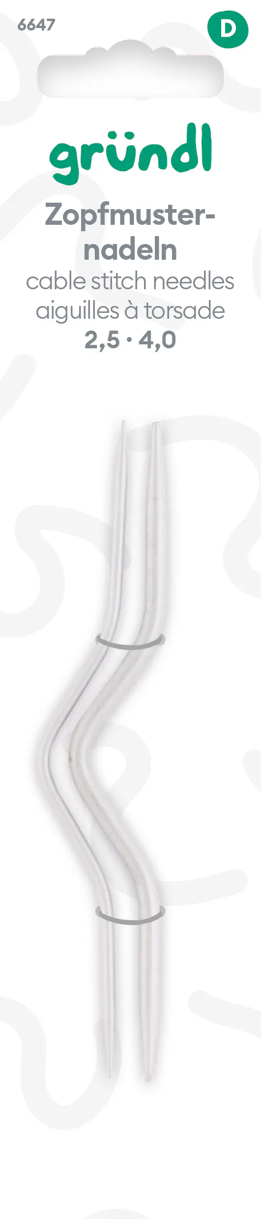 Gründl Zopfmusternadeln 2,5 + 4 mm Aluminium