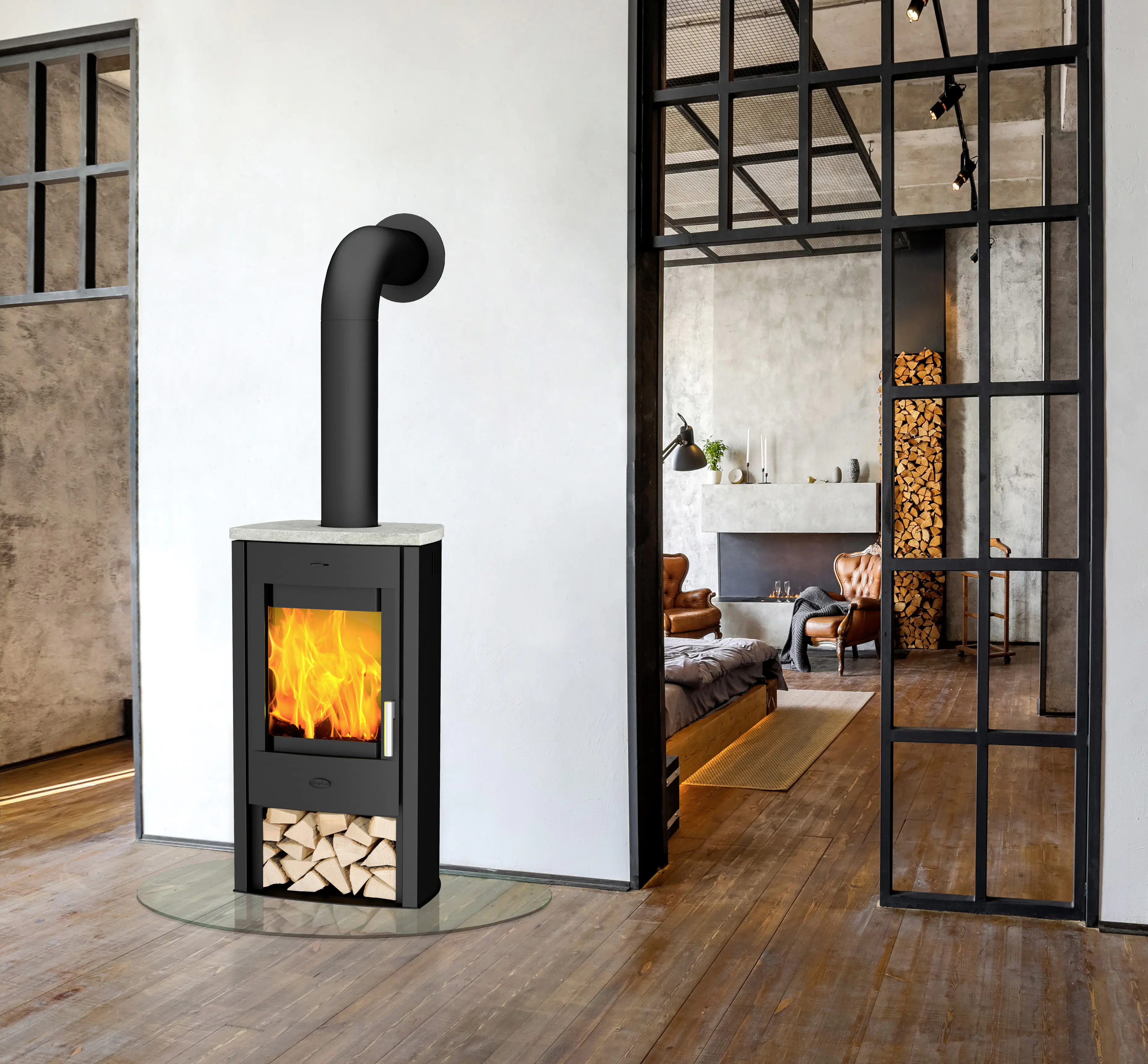 Fireplace Kaminofen Tuvalu Speckstein Speckstein/Top Stahl schwarz, 6 kW