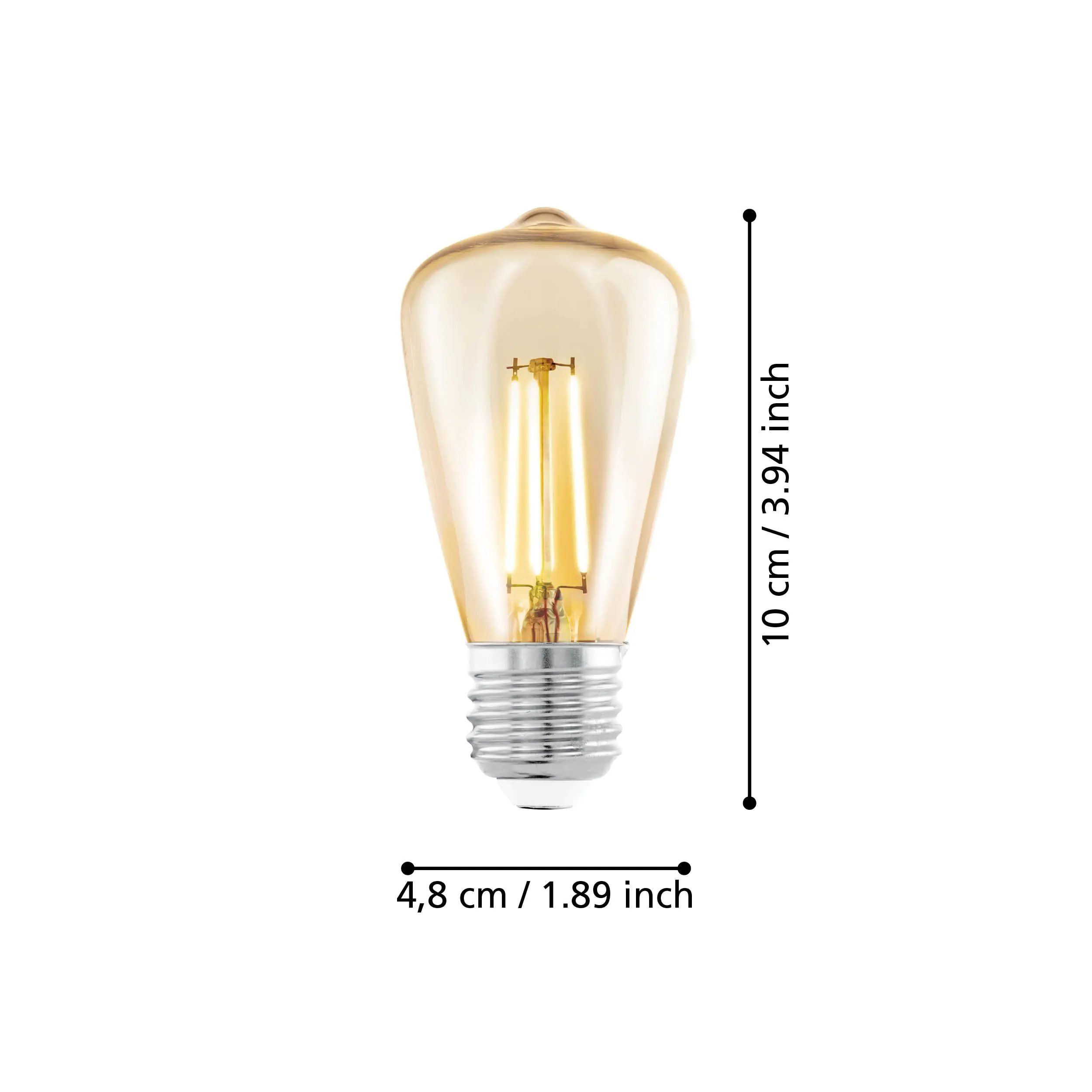 Eglo LED Leuchtmittel ST48 E27 Edisonform 4 W warmweiß amber
