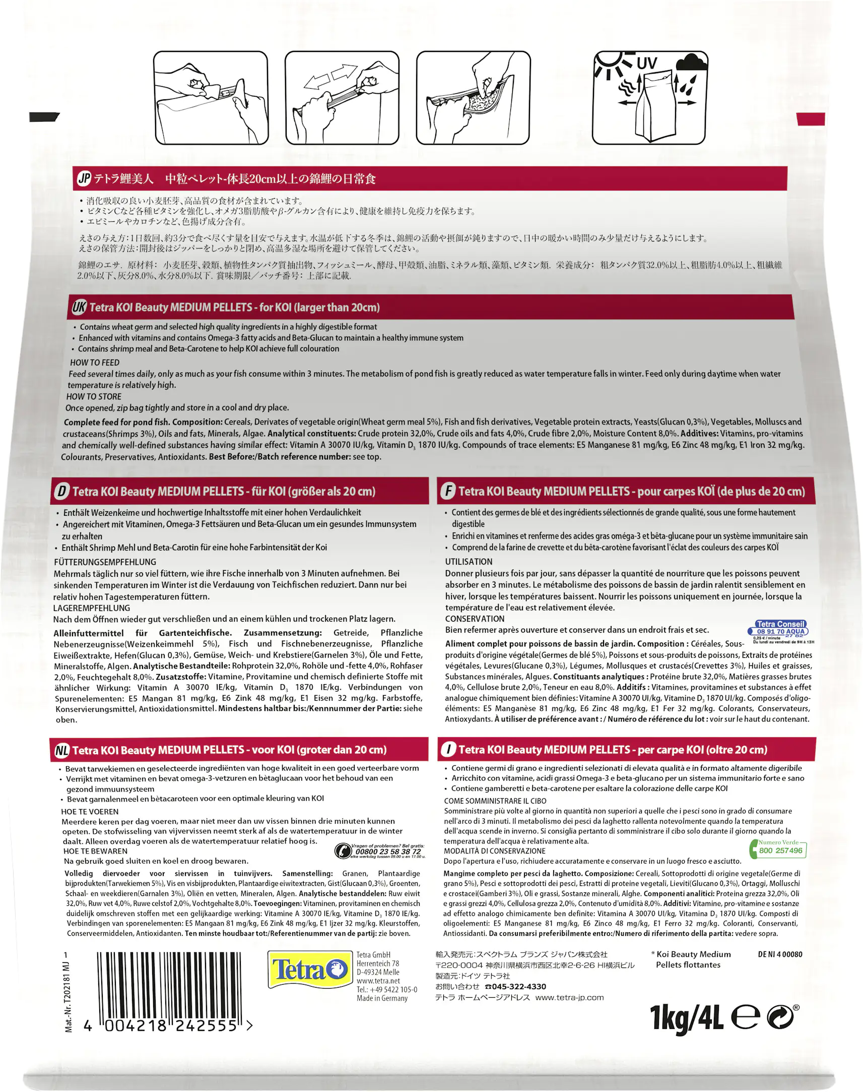 Tetra Teichfutter Koi Beauty Medium 4 l