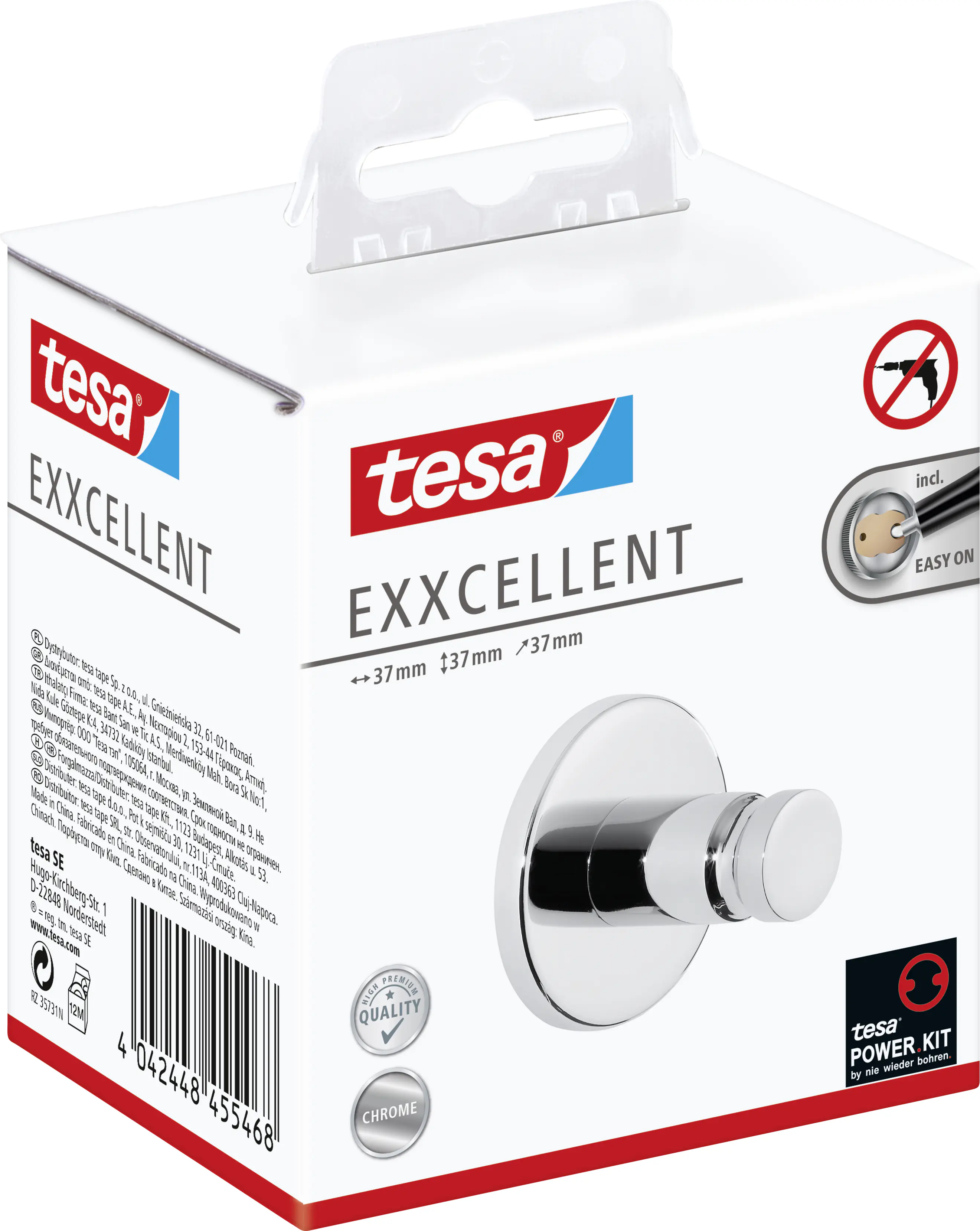 tesa Handtuchhaken Exxcellent Metall, chrom, rostfrei