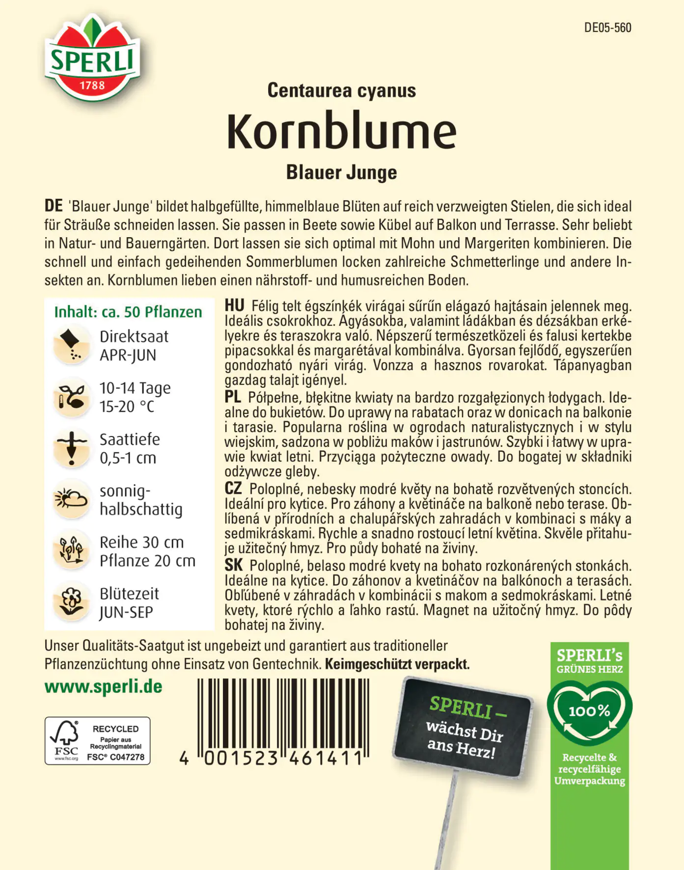 Sperli Kornblume Blauer Junge