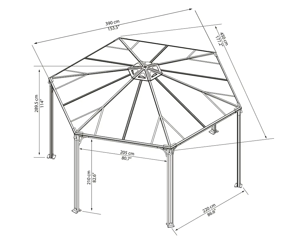 Canopia Pavillon Monaco 4500 450 x 390 cm, grau