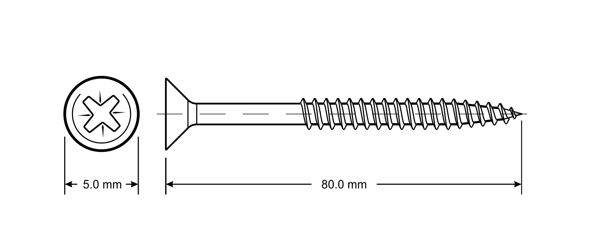 TrendLine Universalschrauben 5.0 x 80 mm PZ 2 - 150 Stück