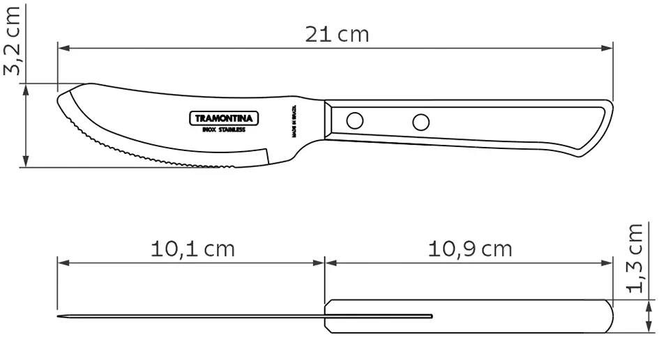 Tramontina Pizzamesser 21 cm Edelstahl mit Holzgriff