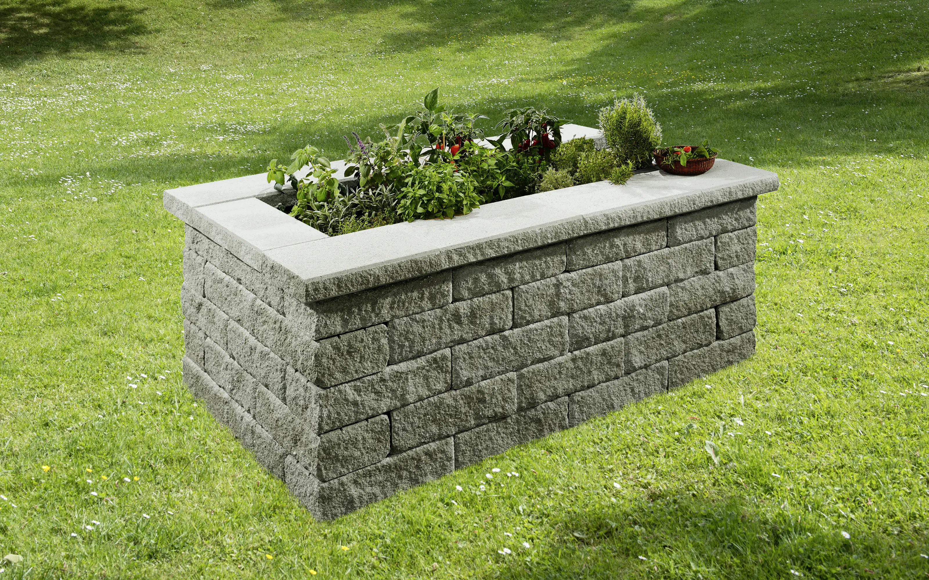 2077881026564_4 Kann Hochbeet-Set 3 Bruchstein 200 x 125 x 81 cm grau
