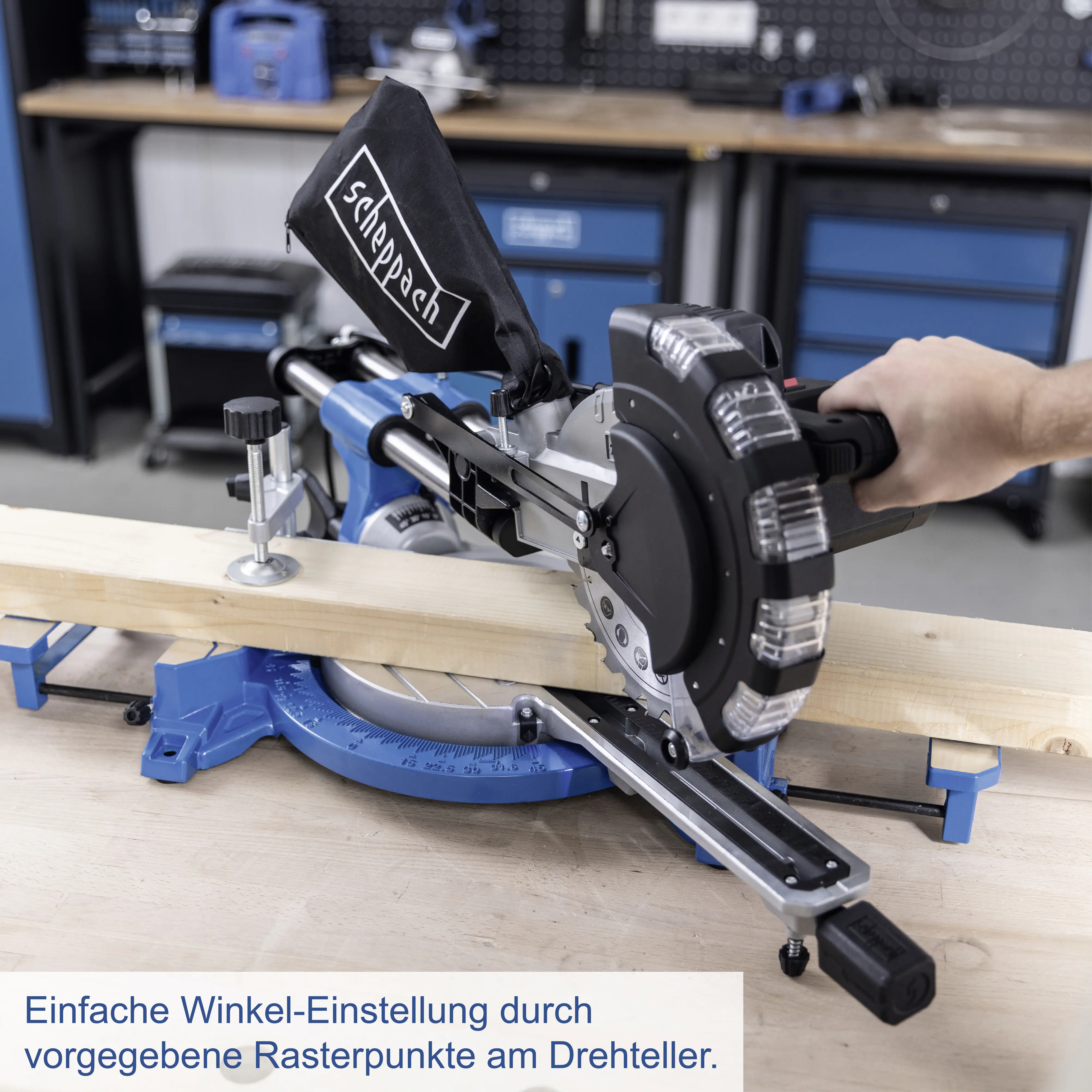 Scheppach Kappzugsäge HM216SPX mit LED-Schattenlicht & 2x Sägeblätter 2000 W