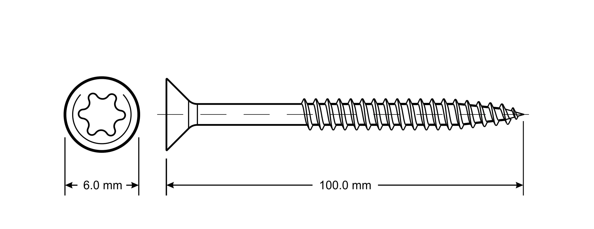TrendLine Edelstahlschrauben 6.0 x 100 mm TX 30 - 30 Stück TrendLine Edelstahlschrauben 6.0 x 100 mm TX 30 - 30 Stück