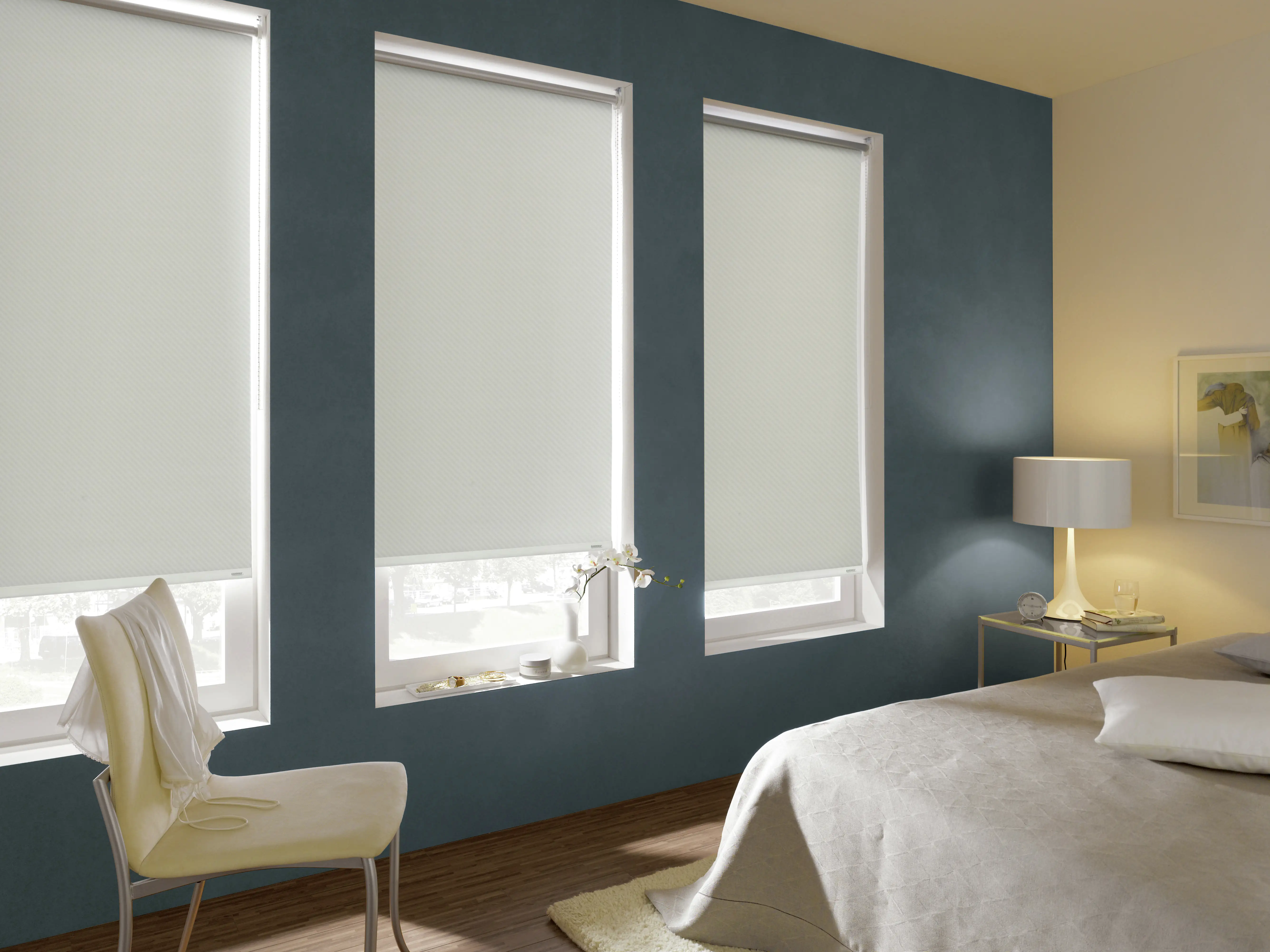 Gardinia Seitenzugrollo Thermo Streifen weiß 62 x 180 cm