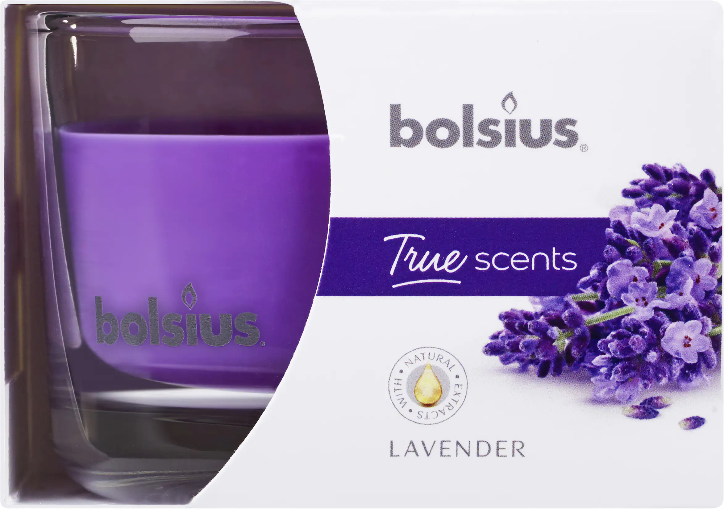 8717847136121_1856258 Bolsius Duftkerze im Glas Lavendel, Höhe 6 cm, Ø 9 cm