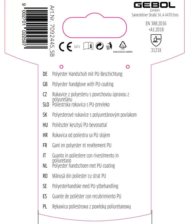 Gebol Handschuh Nano Flex schwarz