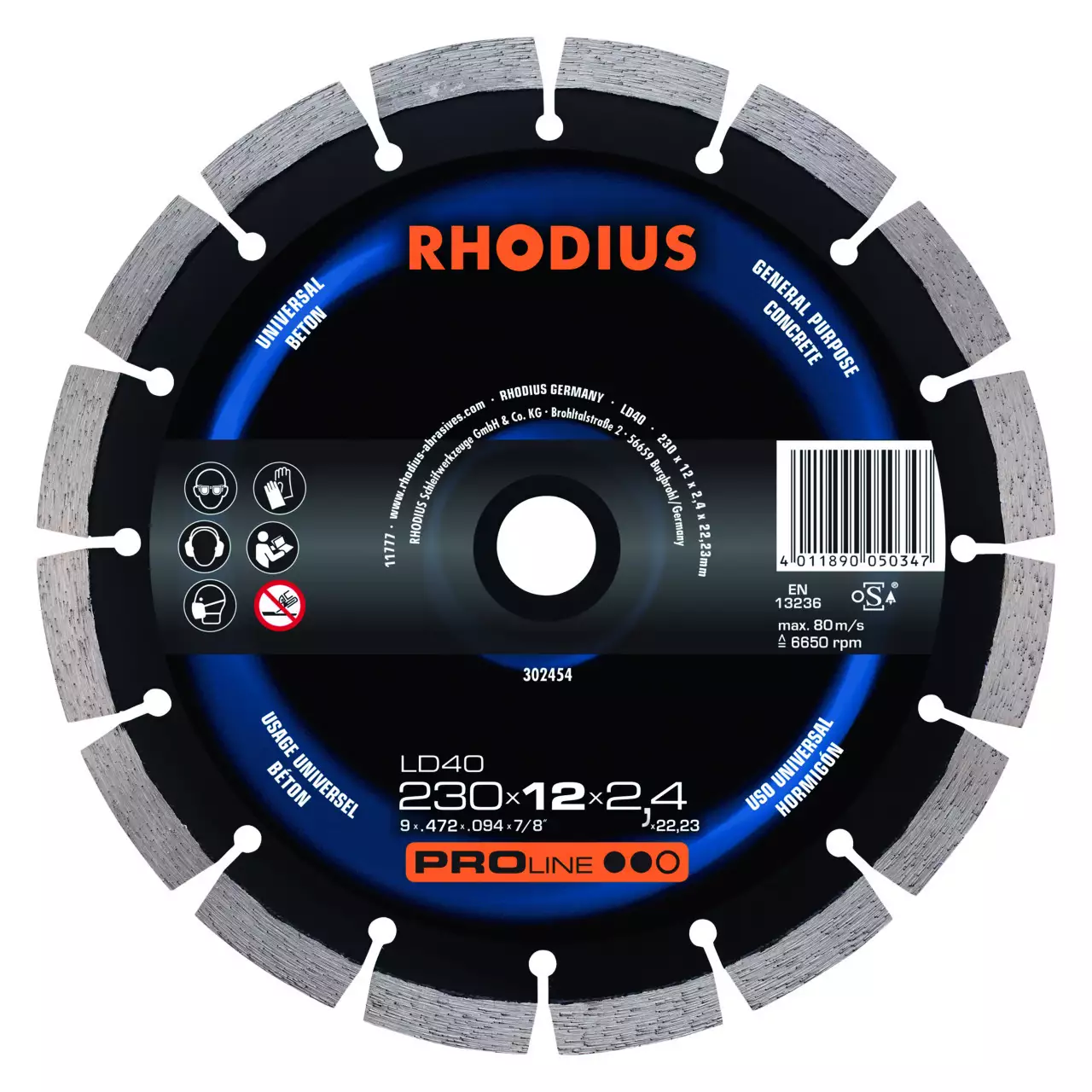 Rhodius Diamanttrennscheibe LD40 Stein Ø 230 mm Bohrung 22,23 mm Rhodius Diamanttrennscheibe LD40 Stein Ø 230 mm Bohrung 22,23 mm
