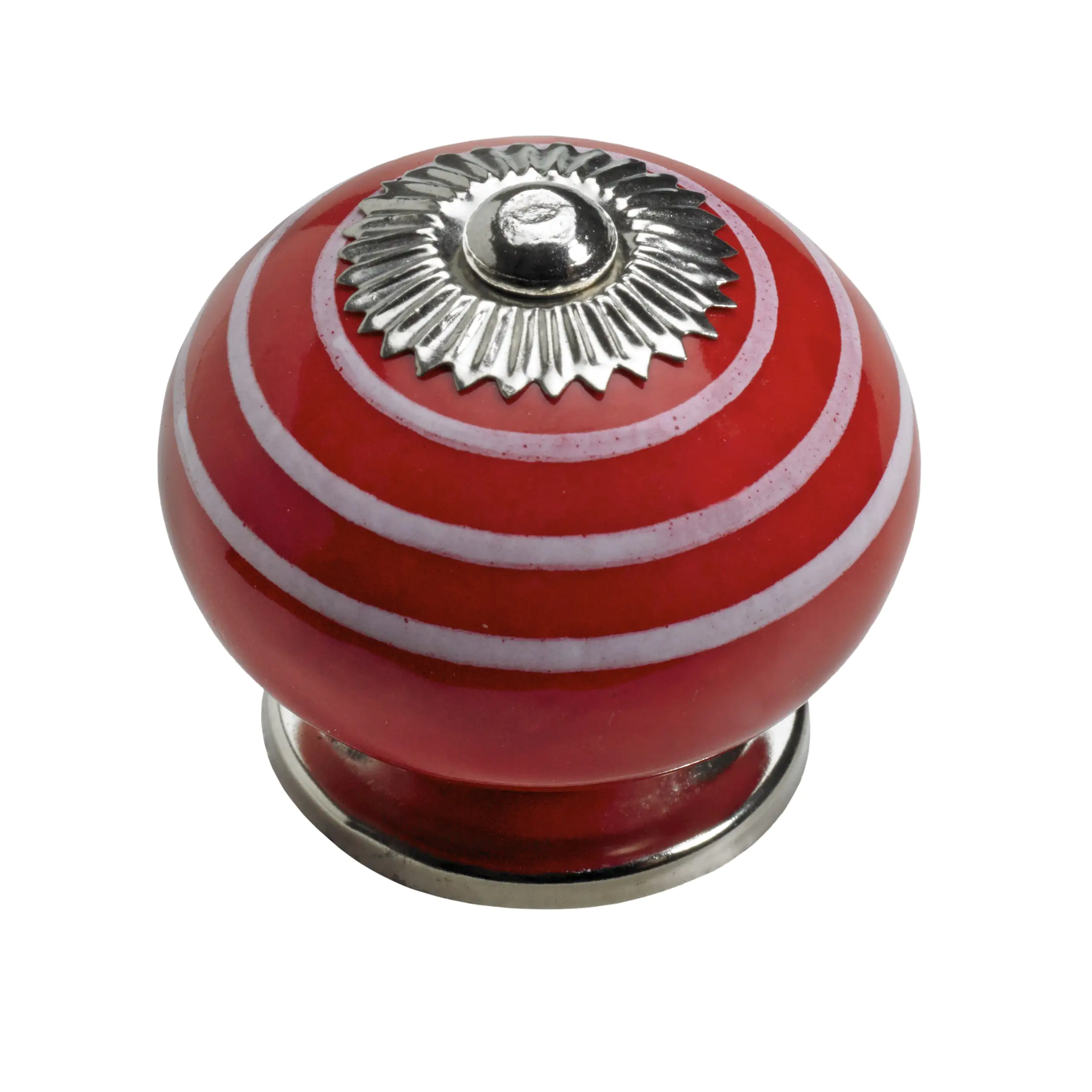 Hettich Möbelknopf Keramik rot weiß gestreift Ø 40,0 mm - 1 Stück