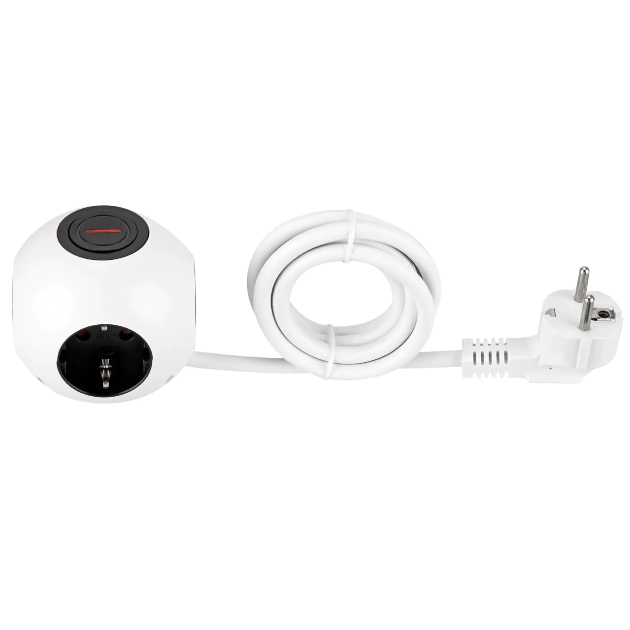 REV Steckdosenwürfel Powerglobe 4-fach mit Schalter weiß-schwarz REV Steckdosenwürfel Powerglobe 4-fach mit Schalter weiß-schwarz