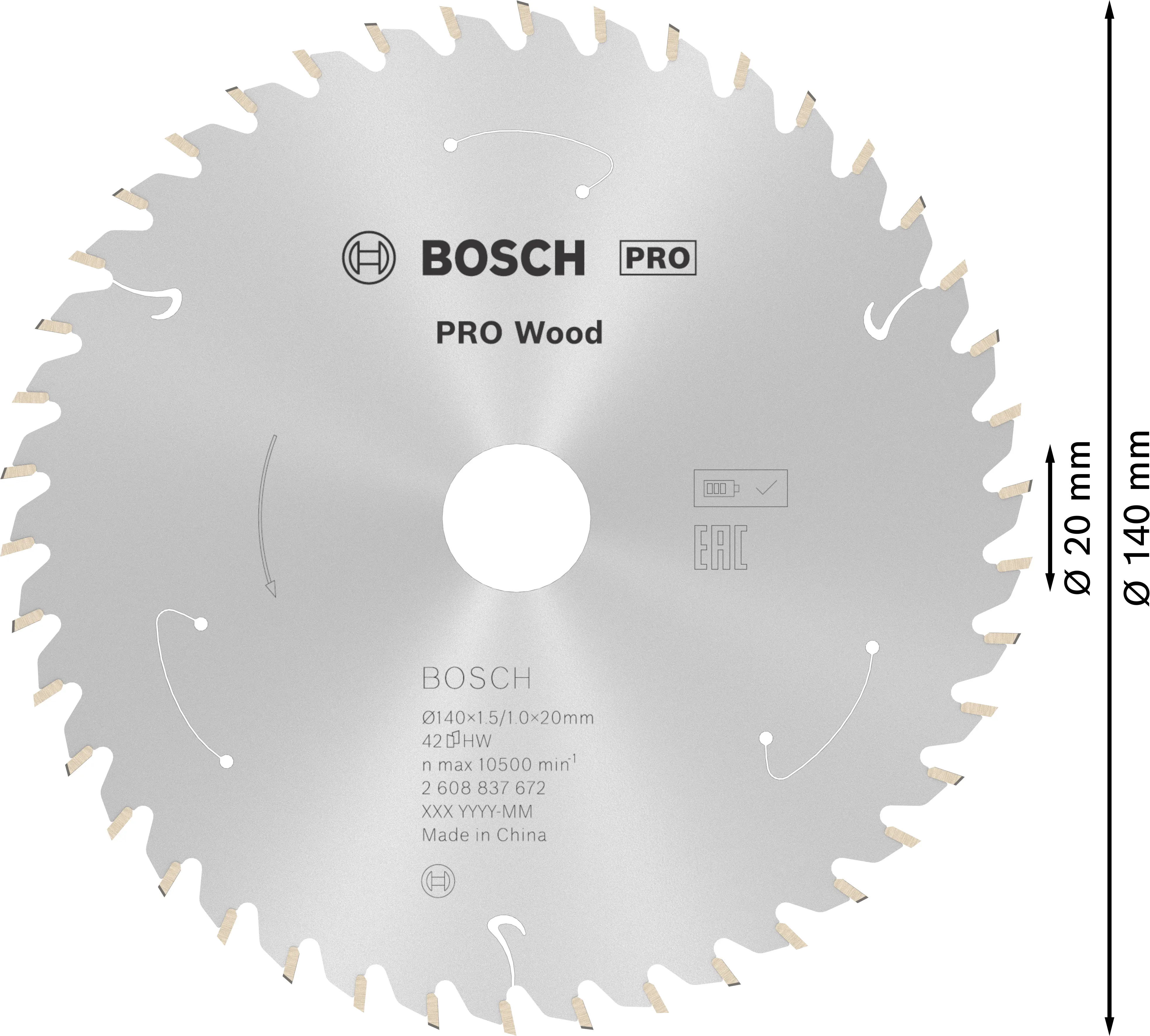 Bosch PRO Wood cordless Kreissägeblatt 140 x 1,5 x 20 mm T42 Bosch PRO Wood cordless Kreissägeblatt 140 x 1,5 x 20 mm T42
