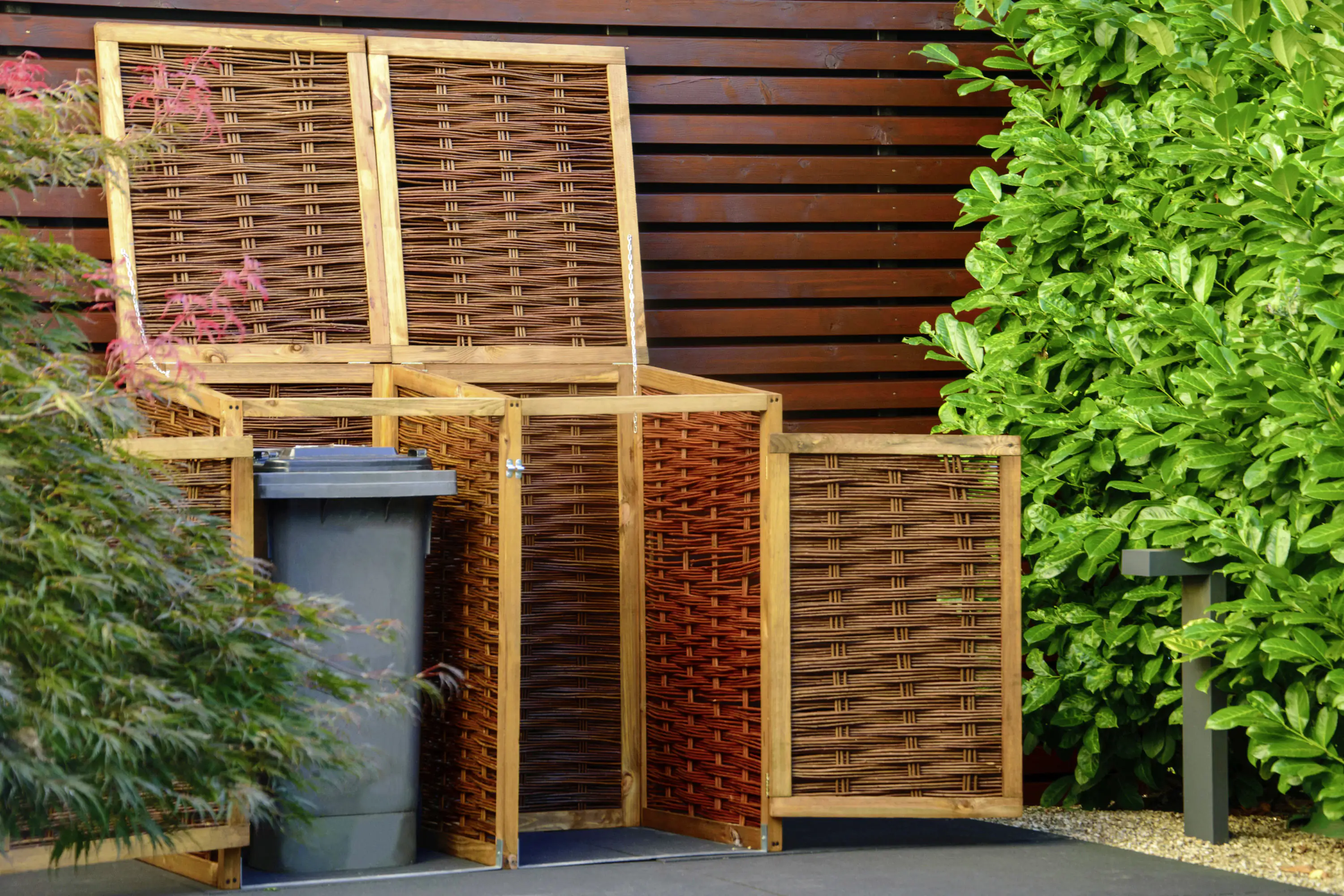 Dobar Mülltonnenbox Weide ungeschält 125 x 80 x 115cm