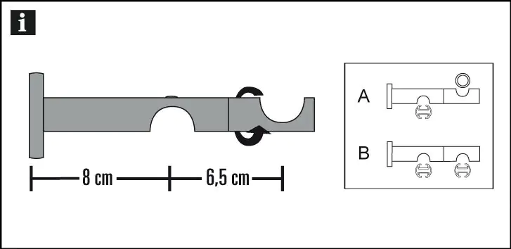 Gardinia Träger Winsor offen edelstahl-optik, Ø 25 mm