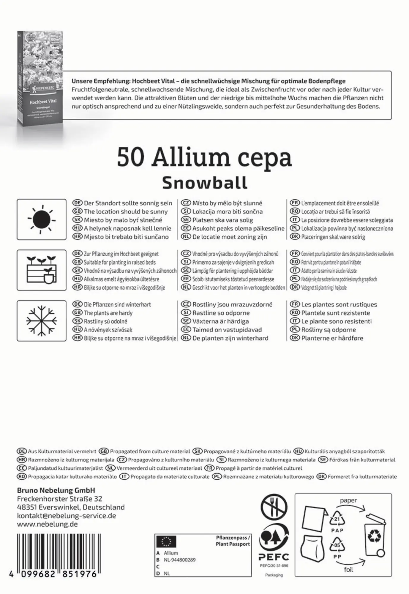 Kiepenkerl Pflanzgut Weiße Wintersteckzwiebel Snowball 50 Stück