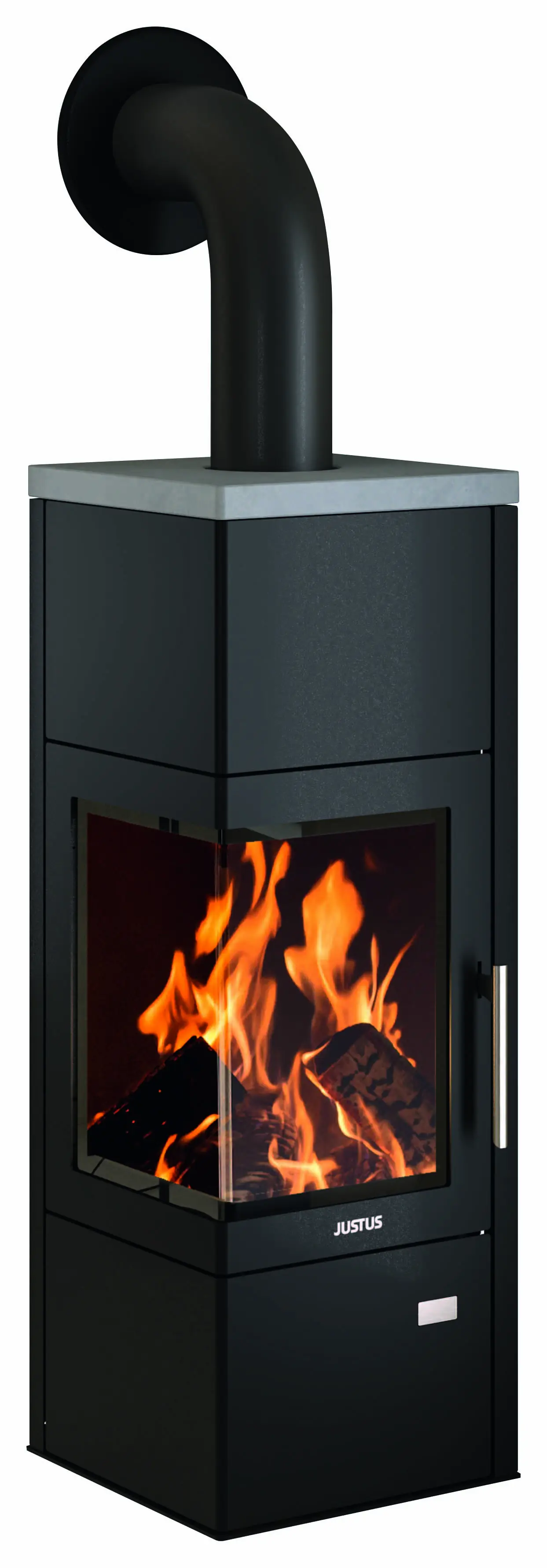 Justus Kaminofen Diego W+ Stahl schwarz inkl. Abdeckplatte Speckstein 6 Kw