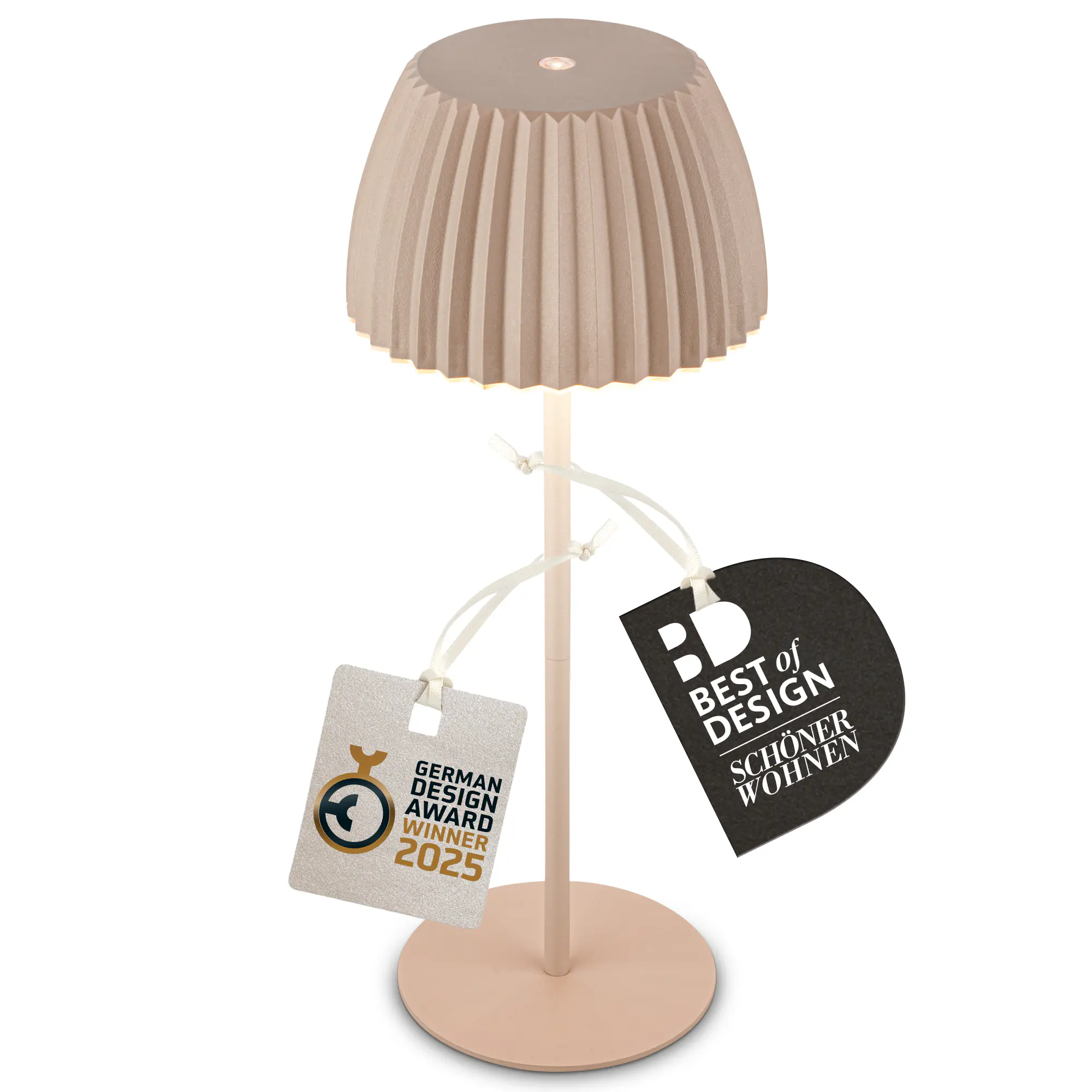 Briloner LED-Tischleuchte Riffle mit Akku beige dimmbar