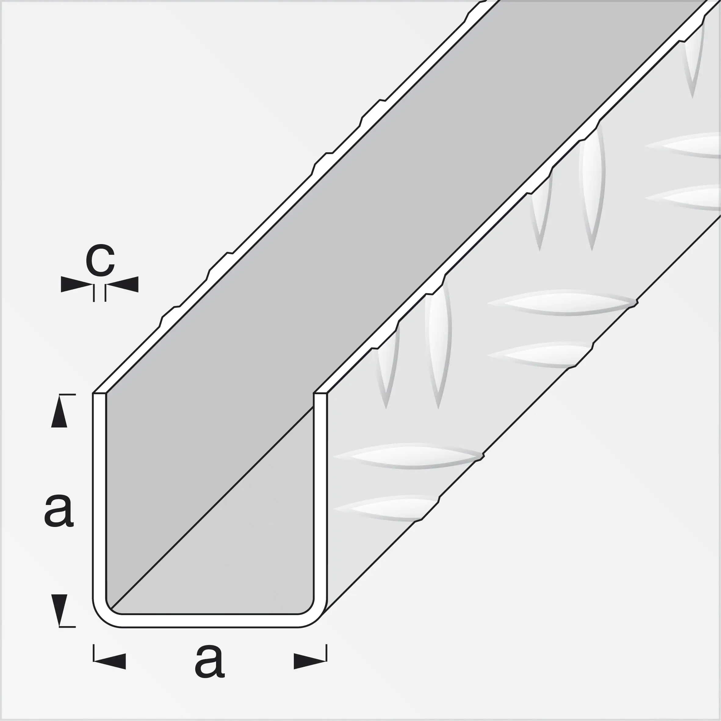 alfer Quadrat-U 1 m, 35.5 mm Aluminium roh blank