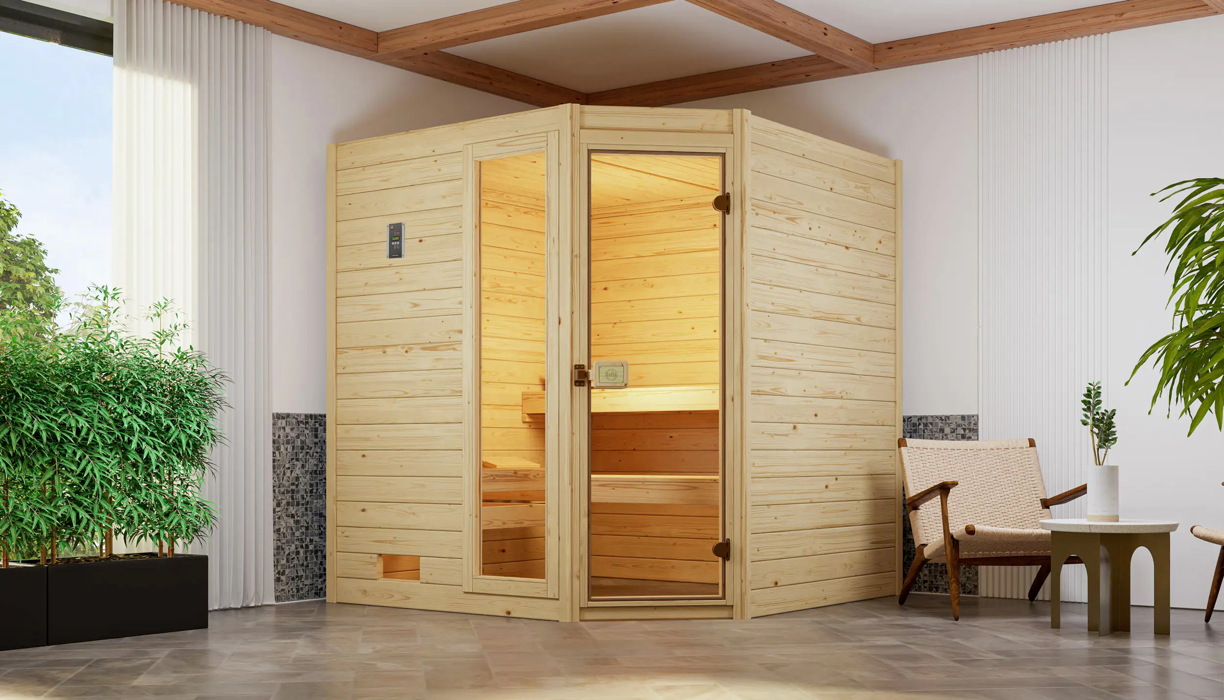 Weka Massivholz-Sauna Valida Eck 1 .8 GTF