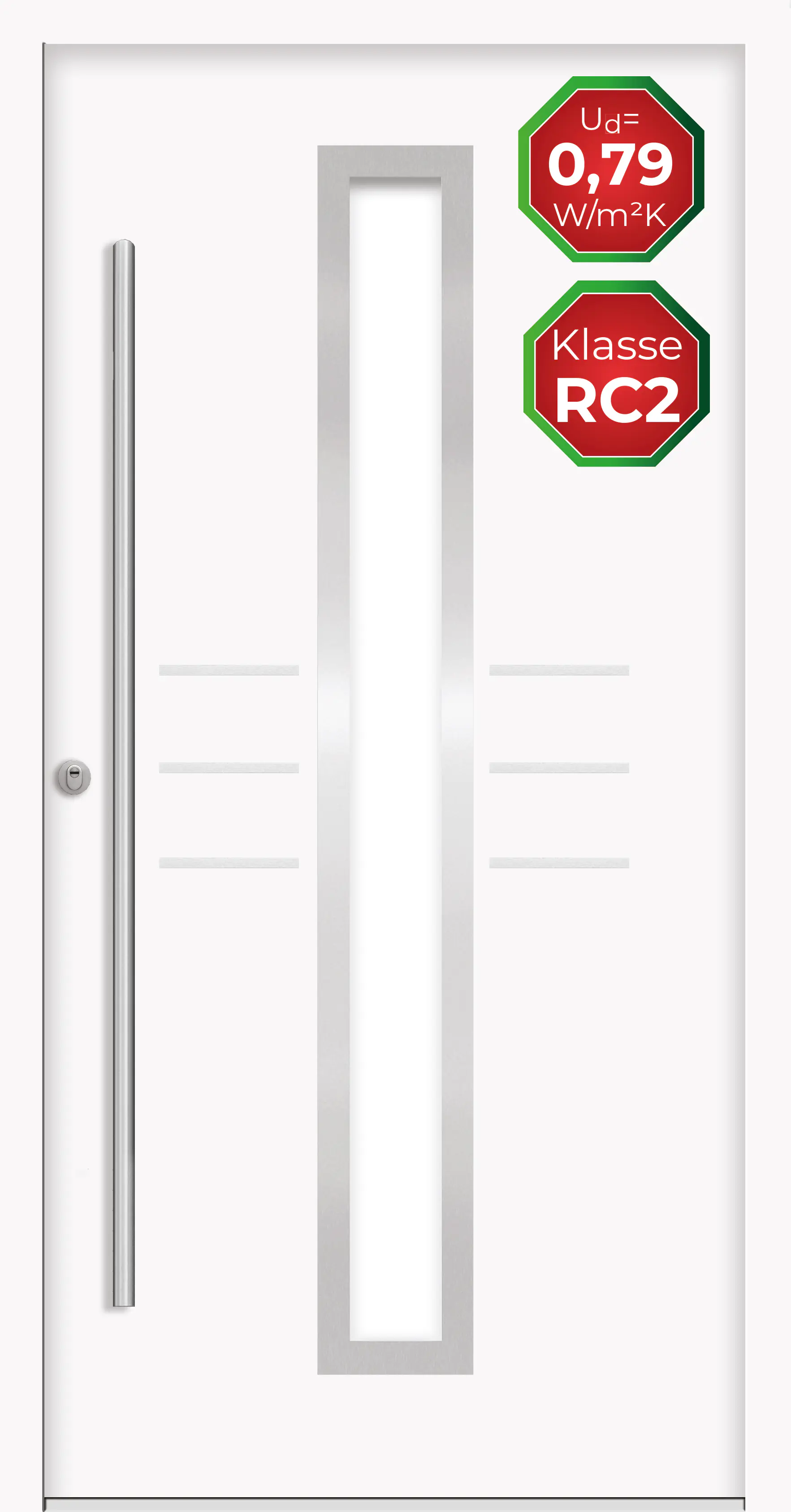 Splendoor Haustür Passivedoor Premium B07 RC2 Weiß DIN Links 110 x 210 cm