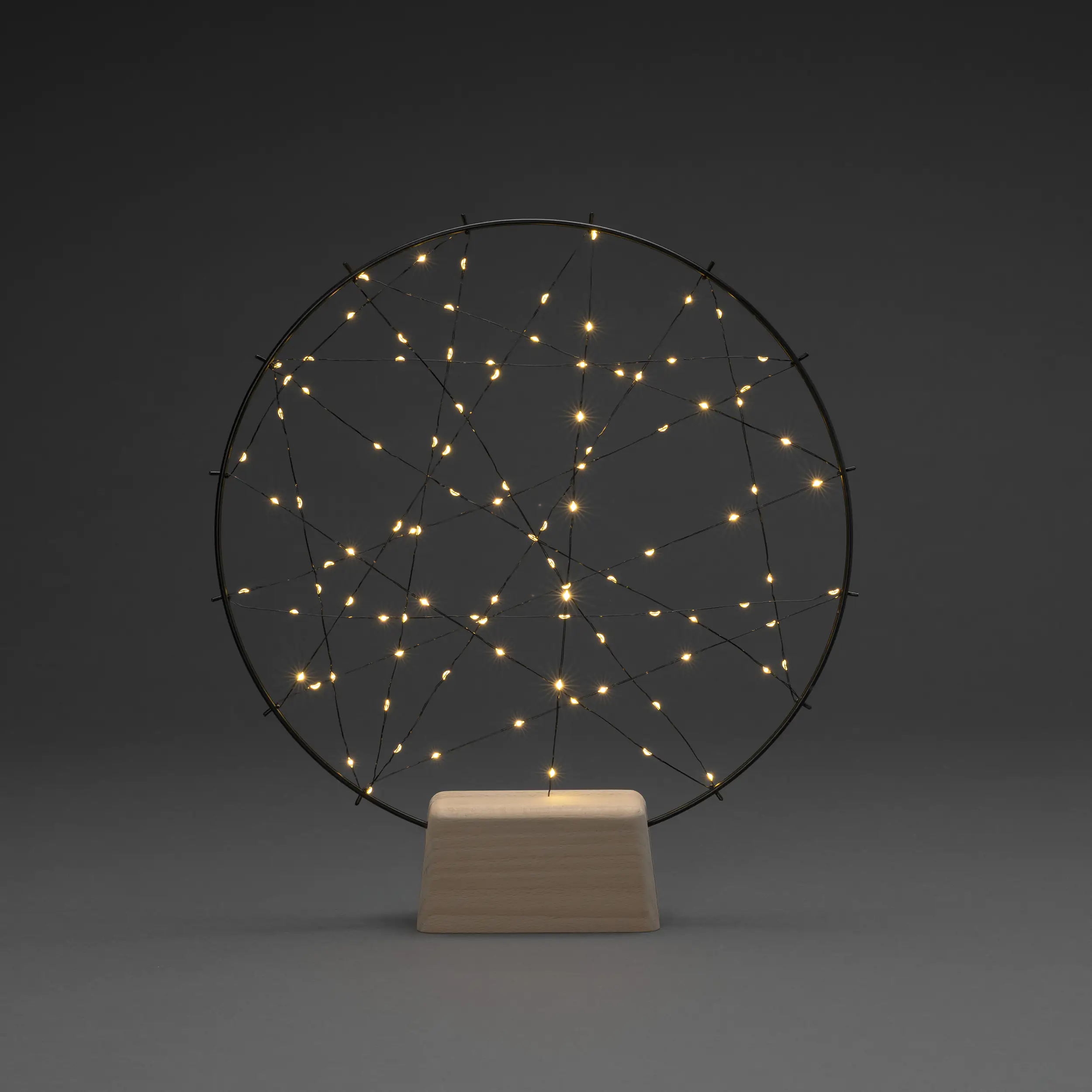 Konstsmide LED Metallsilhouette Ring mit Holzfuß schwarz 36 x 5 x 39,5 cm