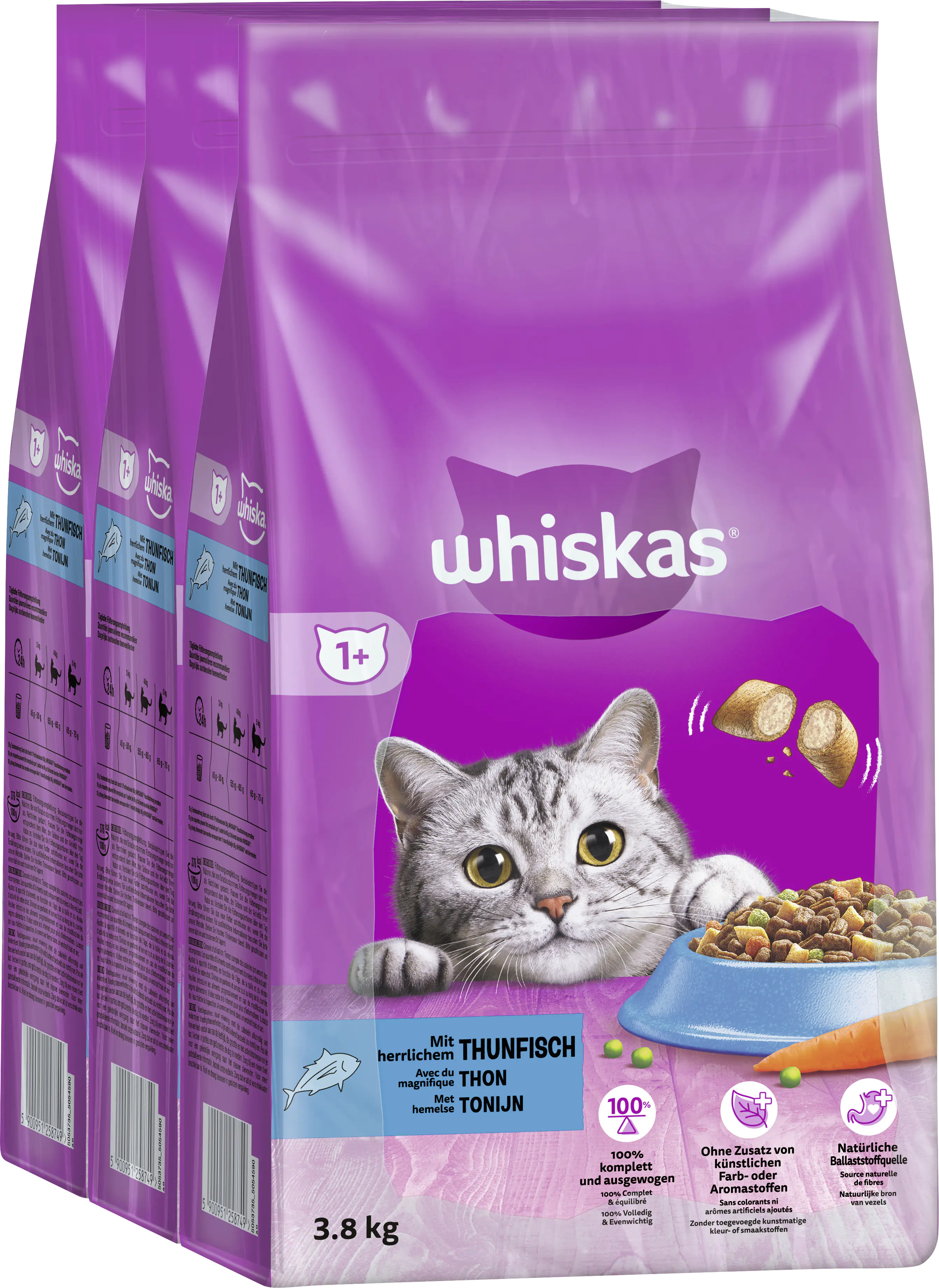Whiskas Beutel Trocken Adult 1+ mit Thunfisch 3,8 kg