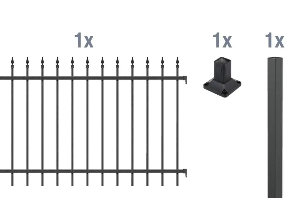 Alberts Komplettset Zaun Chaussee 2 m 100 cm matt schwarz zA Alberts Komplettset Zaun Chaussee 2 m 100 cm matt schwarz zA