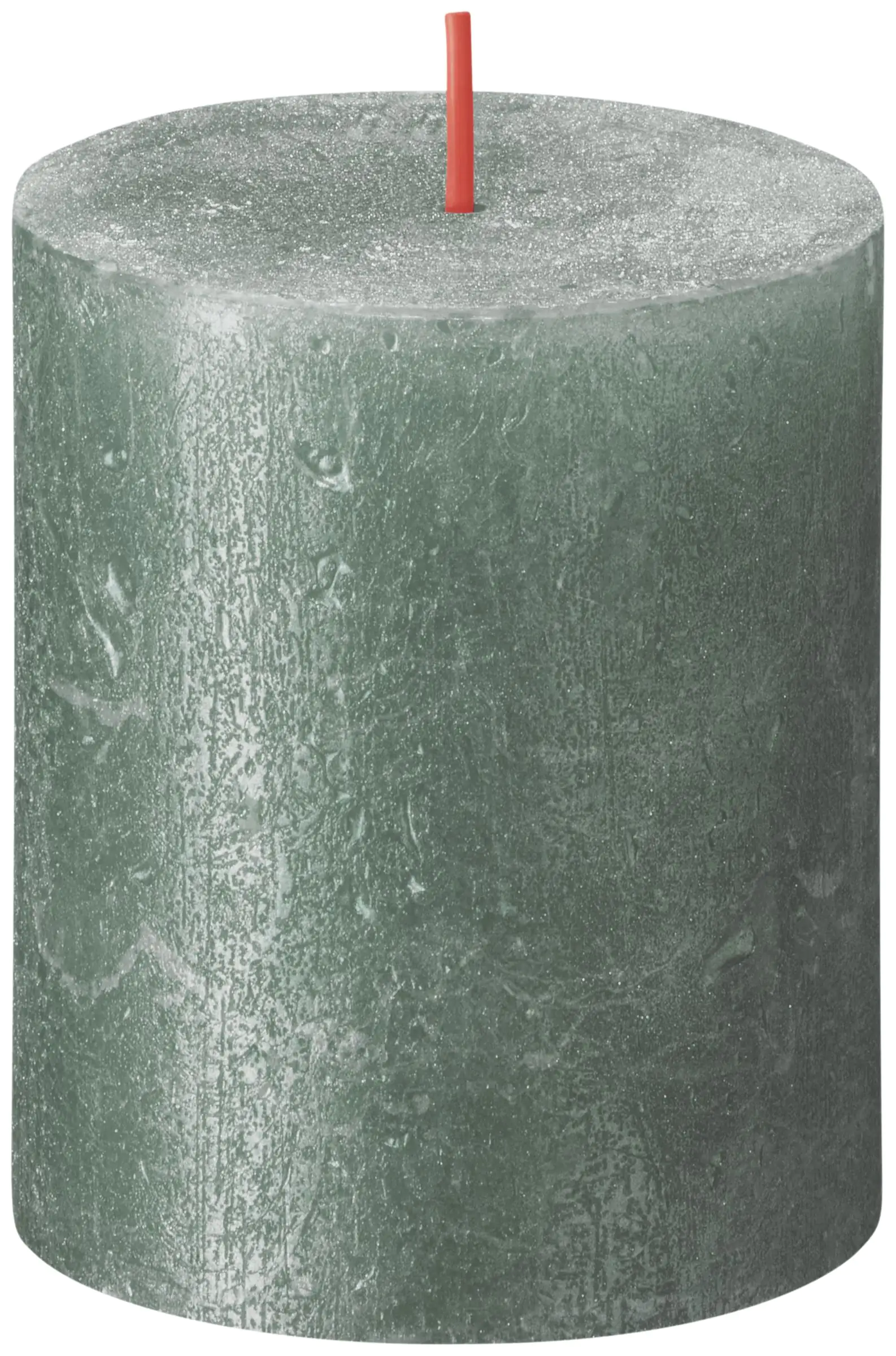 8717847150806 Bolsius Stumpenkerze Rustik Shimmer Leuchtendes Türkis 8 cm