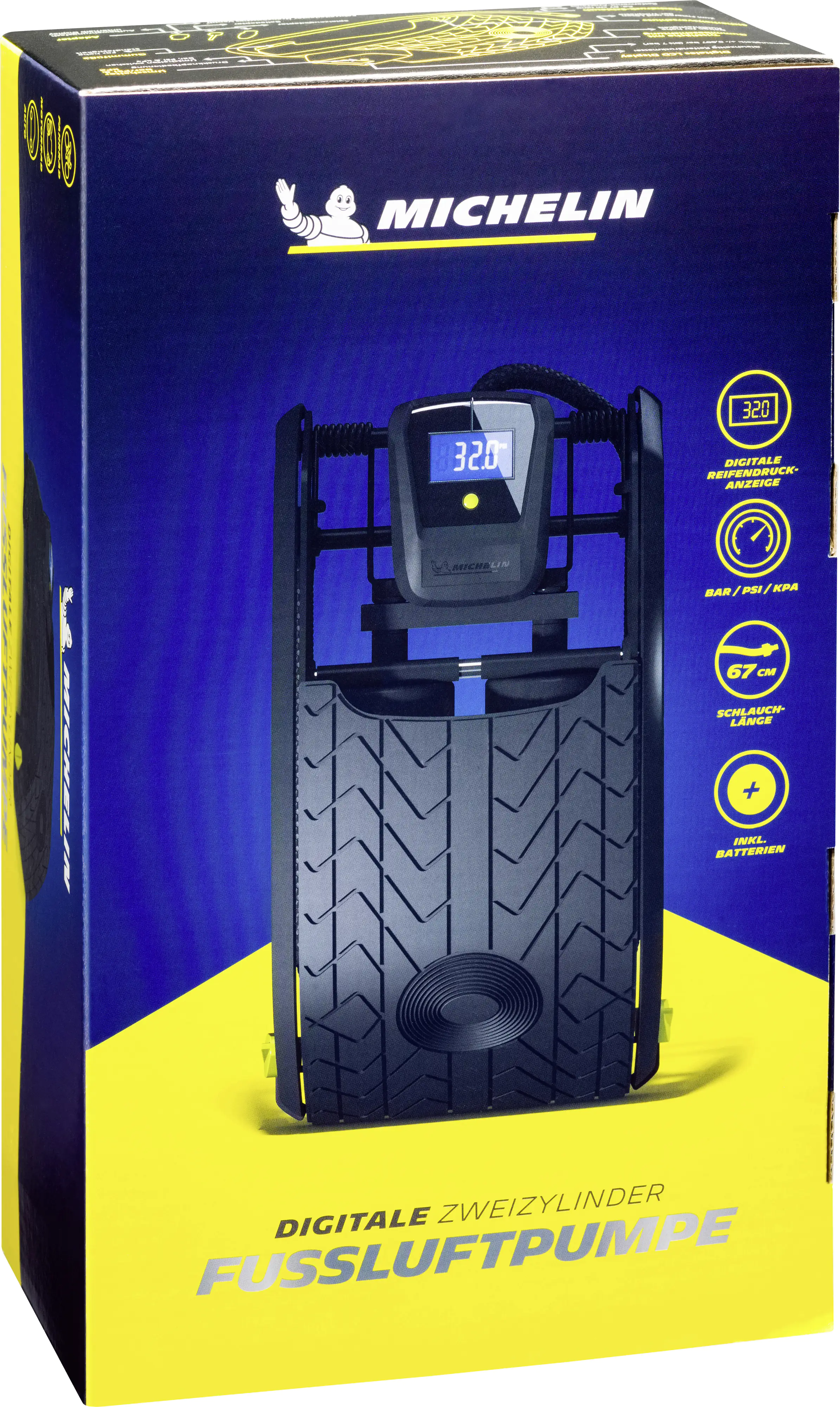 Michelin Doppelzylinder-Fußluftpumpe digital