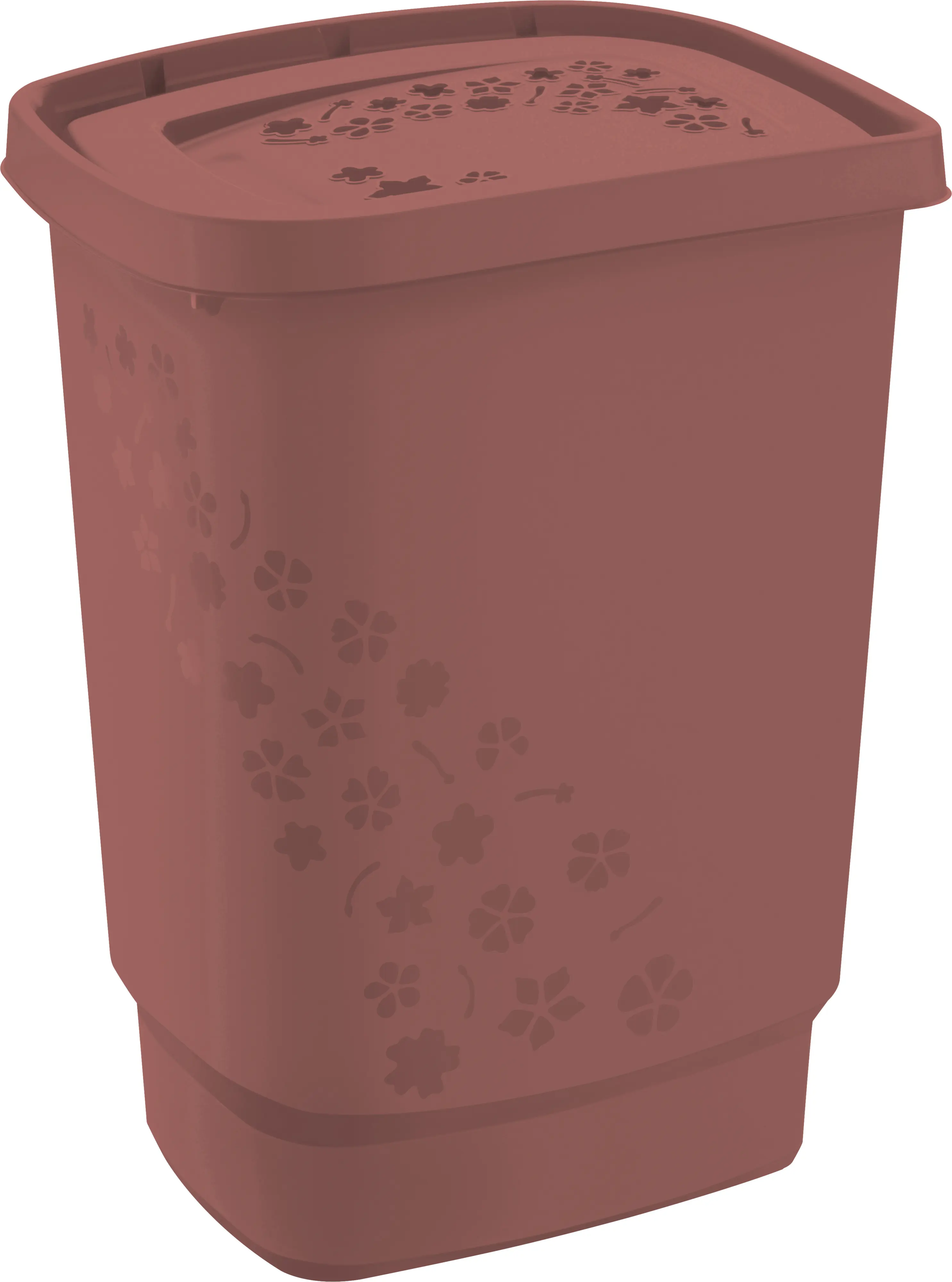 Rotho Wäschesammler Flowers, 55 l iron rot