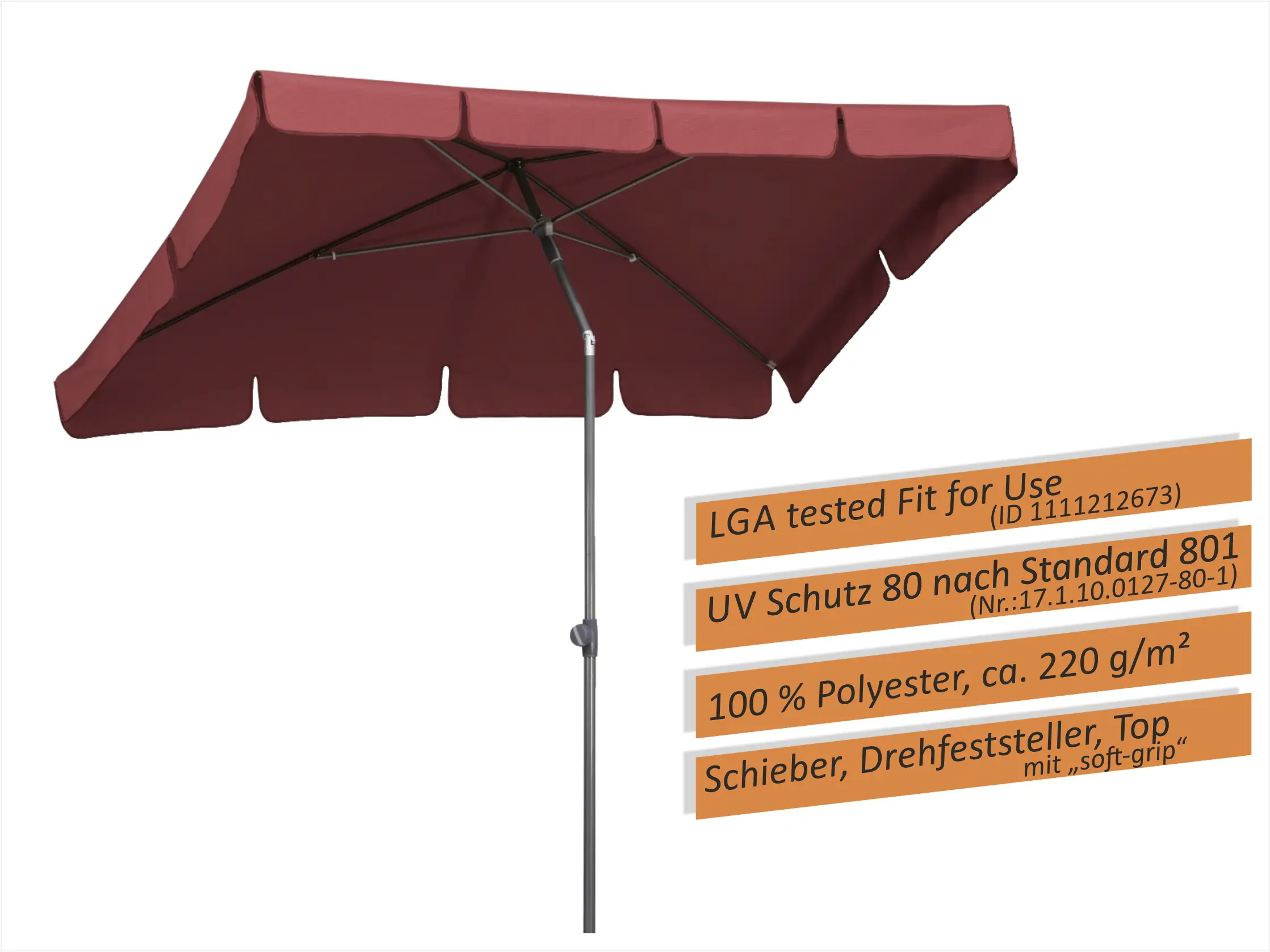 4000570755078_2316258 Schneider Sonnenschirm Aquila dunkelrot 225 x 120 cm