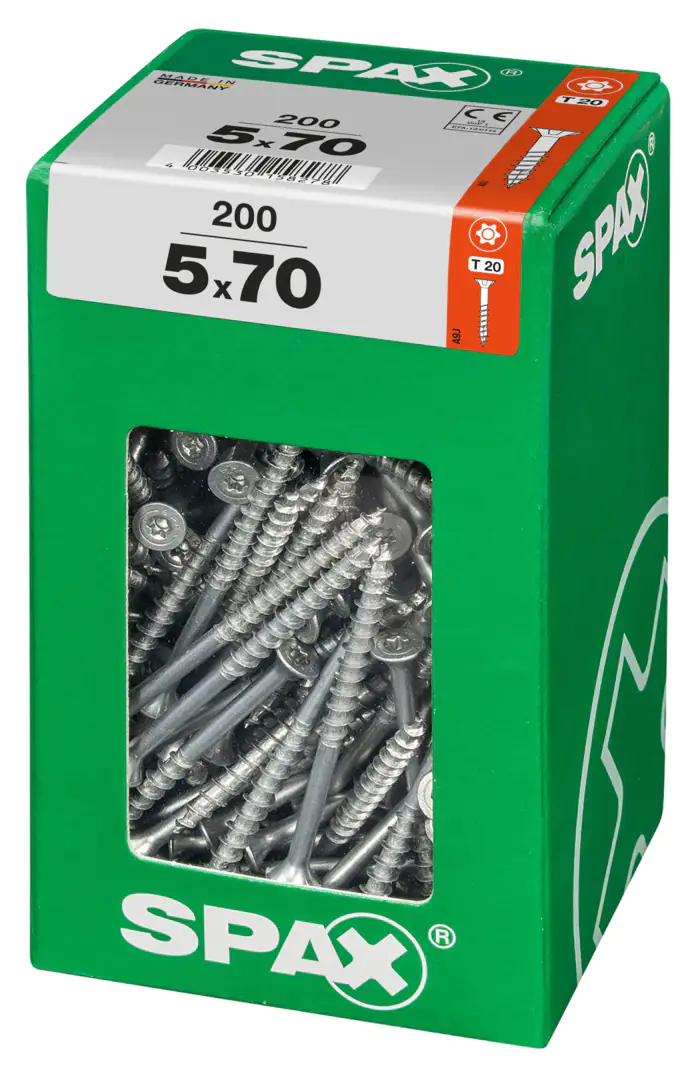 Spax Universalschrauben 5.0 x 70 mm TX 20 Senkkopf - 200 Stk.