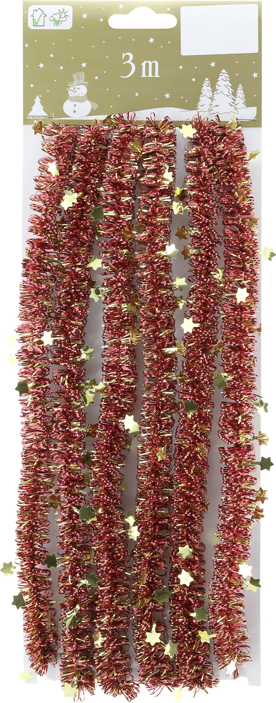 Girlande im Sternchenmotiv Kunststoff 300 cm rot-gold