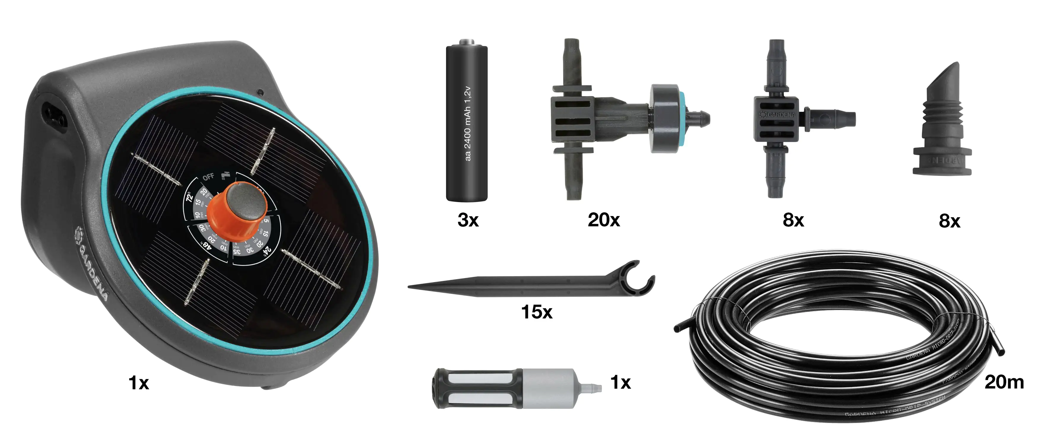 Gardena Solar-Bewässerung AquaBloom Set für bis zu 20 Pflanzen Gardena Solar-Bewässerung AquaBloom Set für bis zu 20 Pflanzen