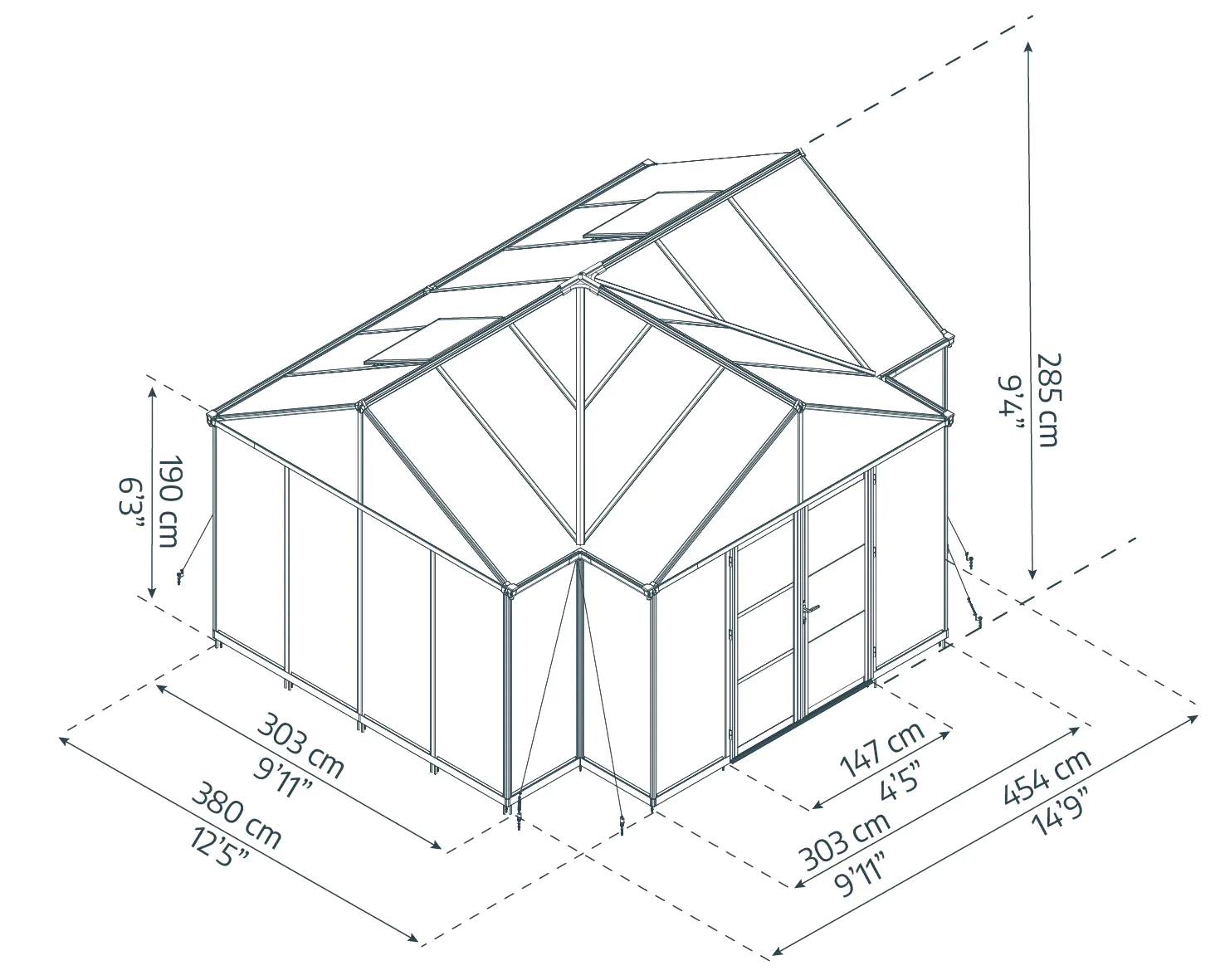 Canopia Gewächshaus Triomphe Alu schwarz 380 x 303 cm