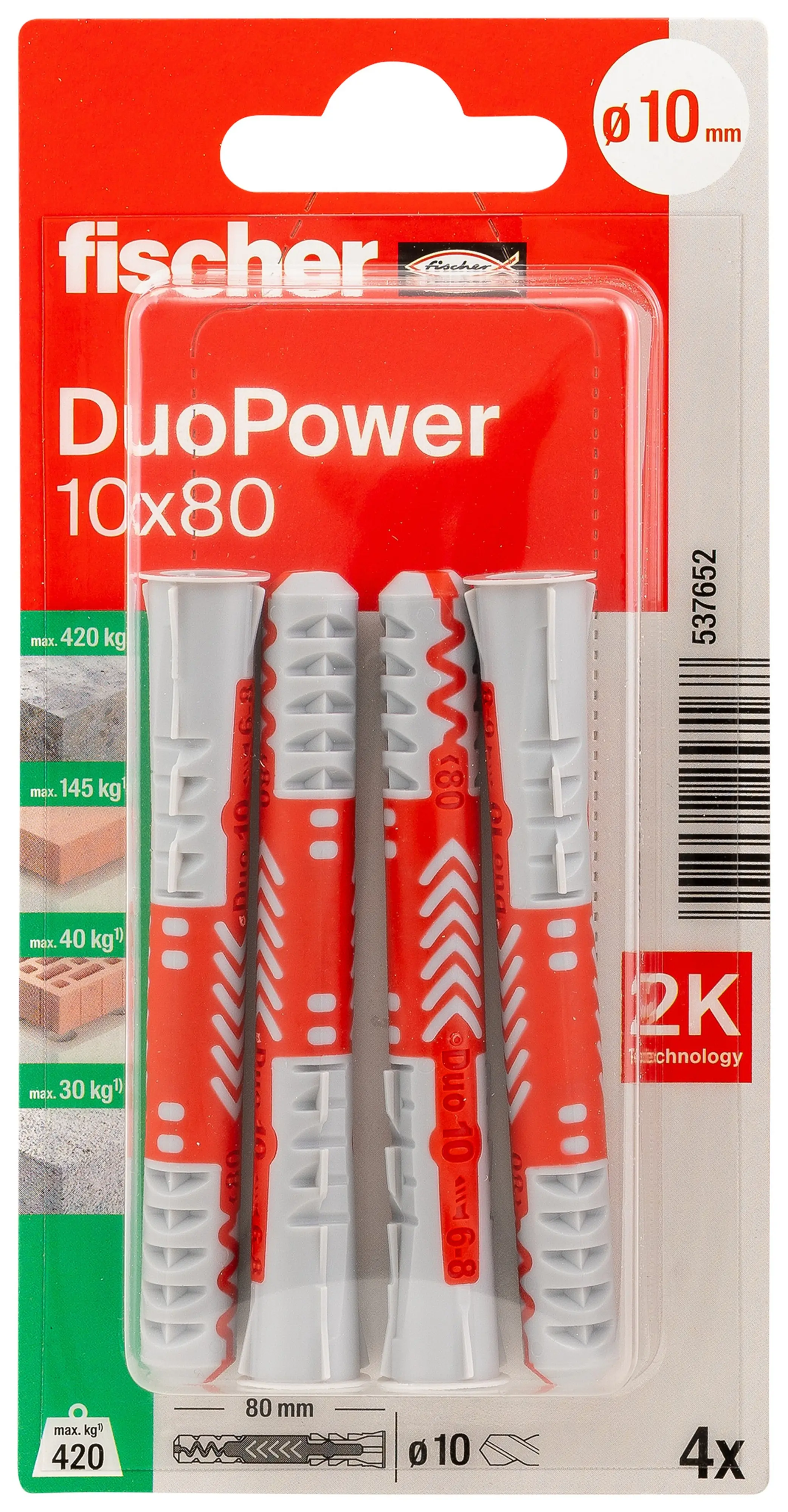 Fischer Dübel DuoPower 10 x 80 mm - 4 Stück