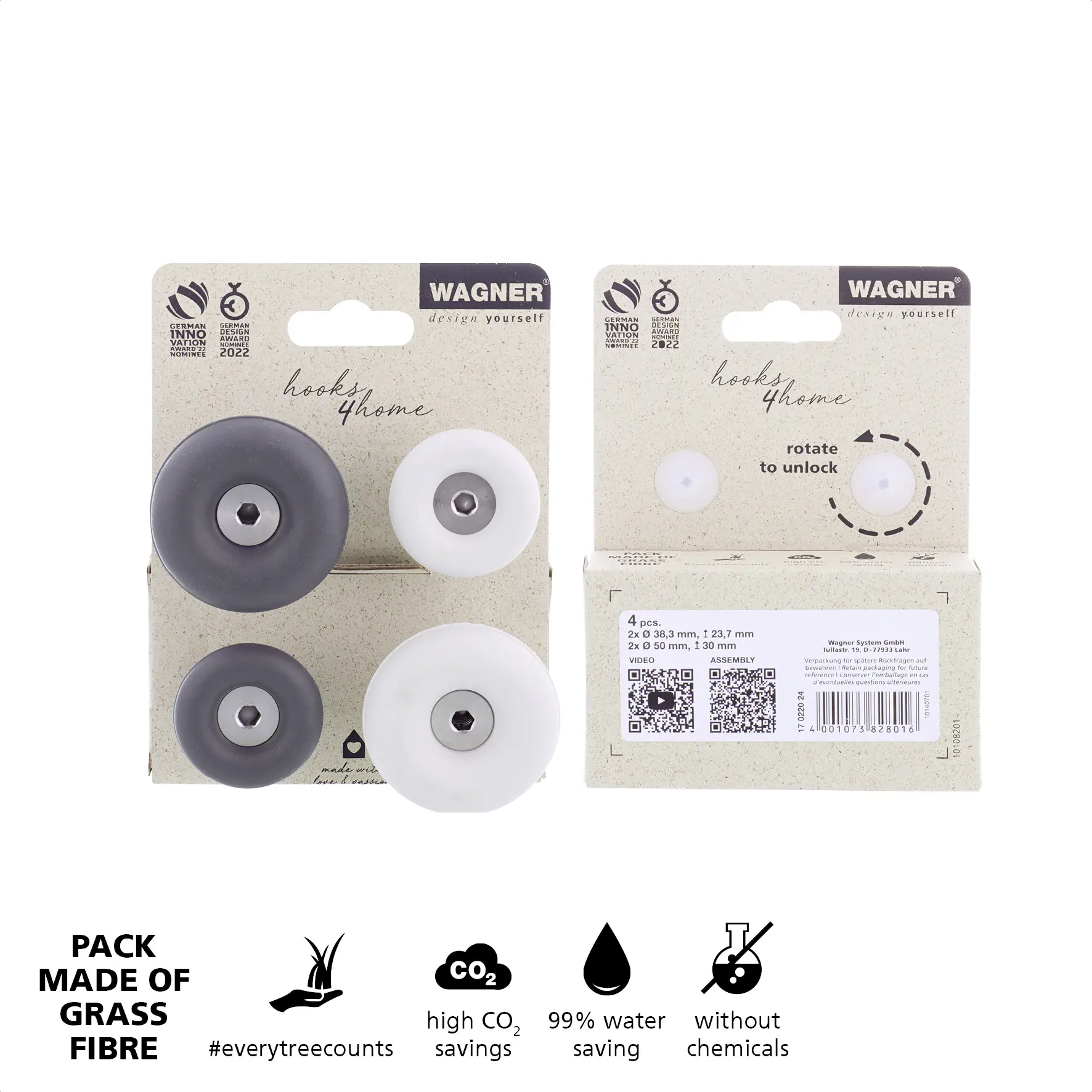 Wagner Wandhaken-Set hooks4home Dot Tragkraft bis 2 kg Kunststoff schiefergrau weiß 4 Stück Wagner Wandhaken-Set hooks4home Dot Tragkraft bis 2 kg Kunststoff schiefergrau weiß 4 Stück