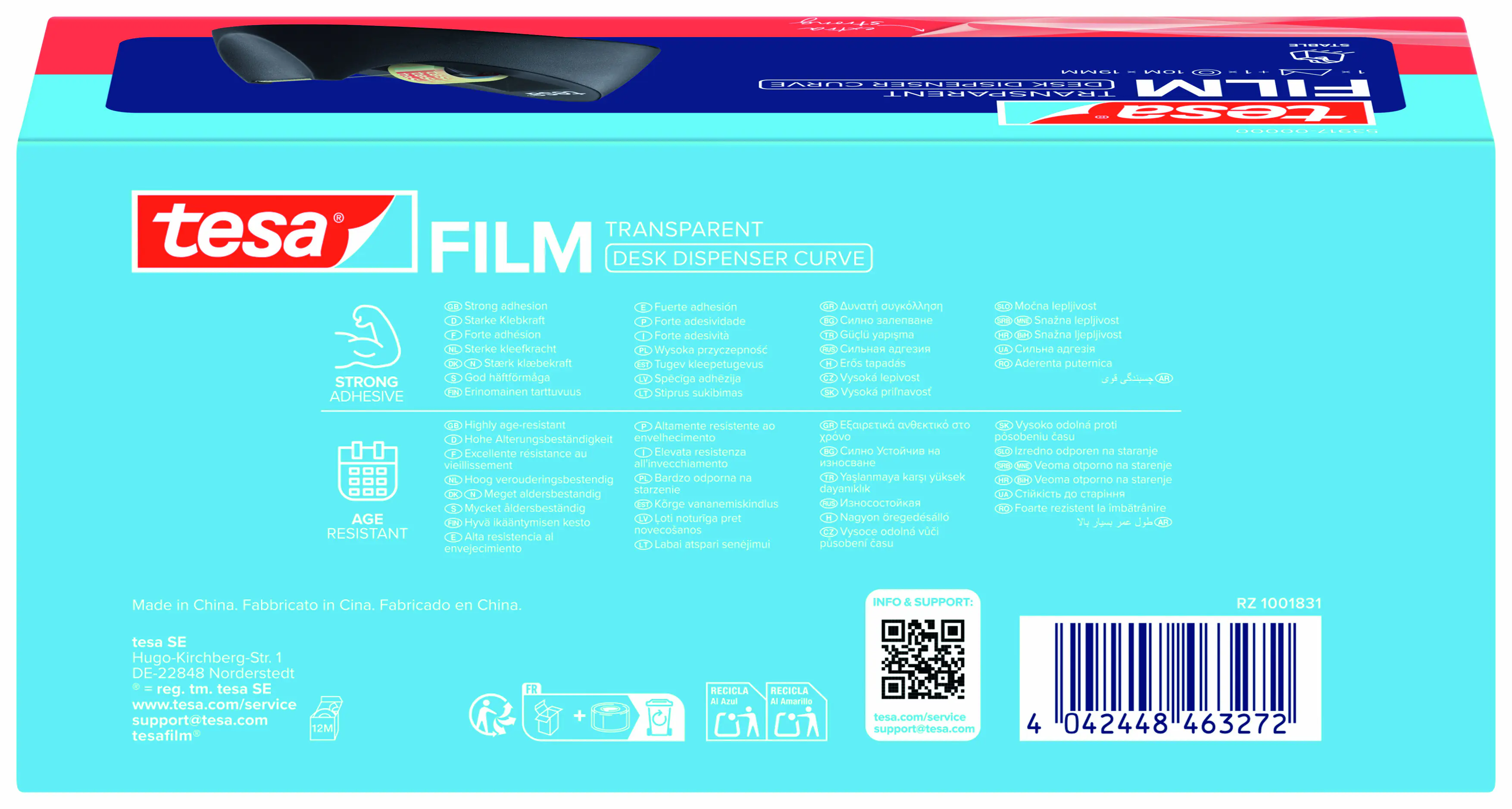 tesa Tischabroller Curve mit Klebefilm 10 m x 19 mm