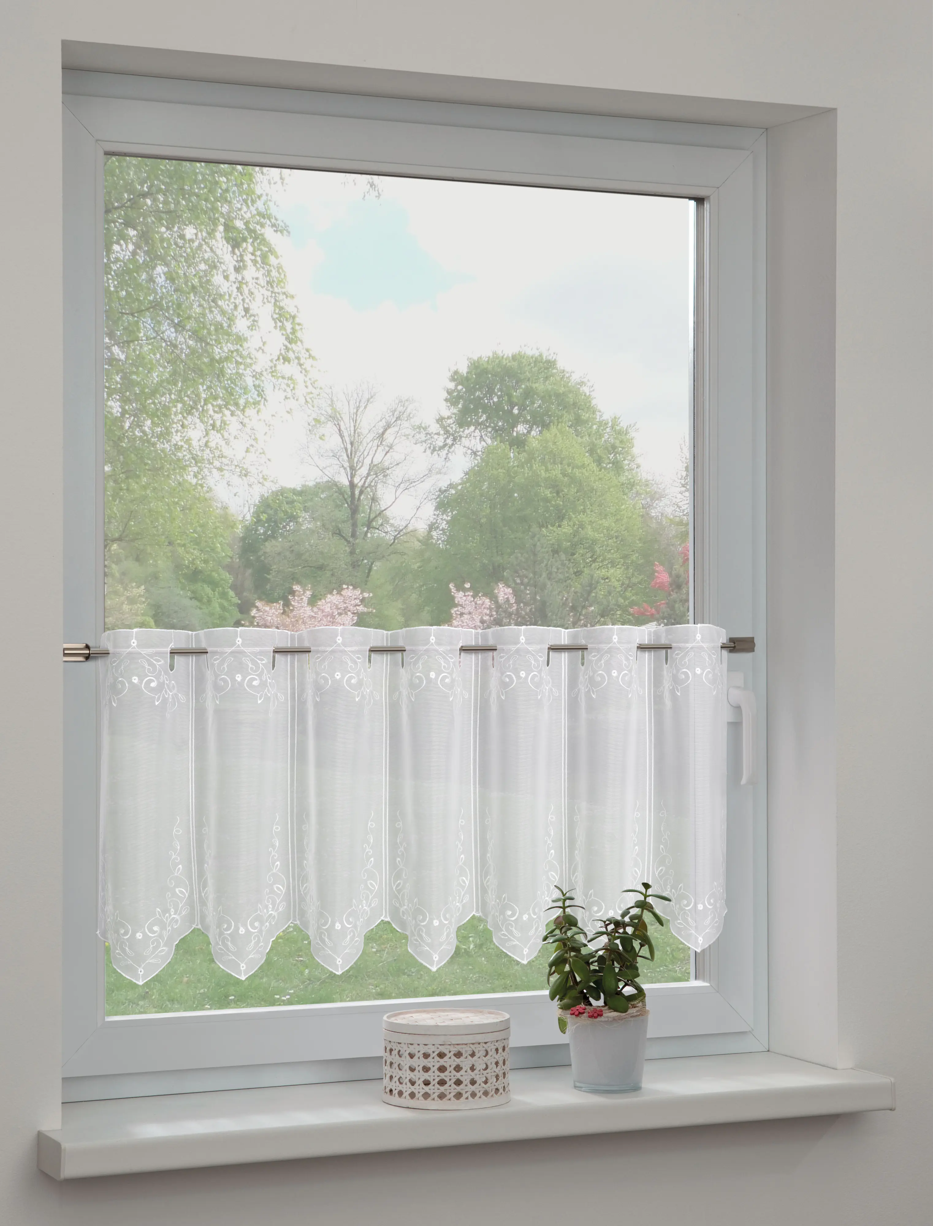 Panneau Gardine Voile Lamellen mit Sticker weiß 135 x 45 cm 