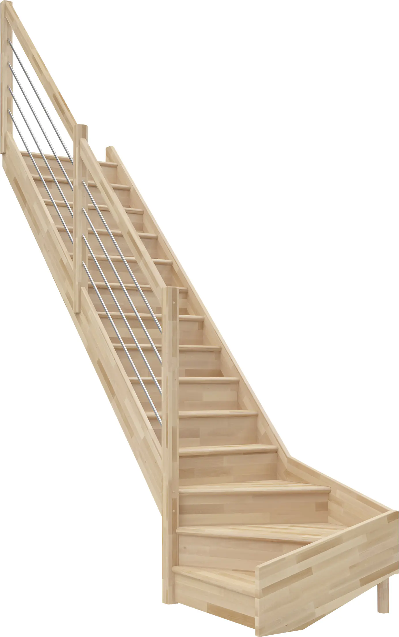 Dolle Raumspartreppen Paris 1/4-gew. Buche versiegelt inkl. Geländer